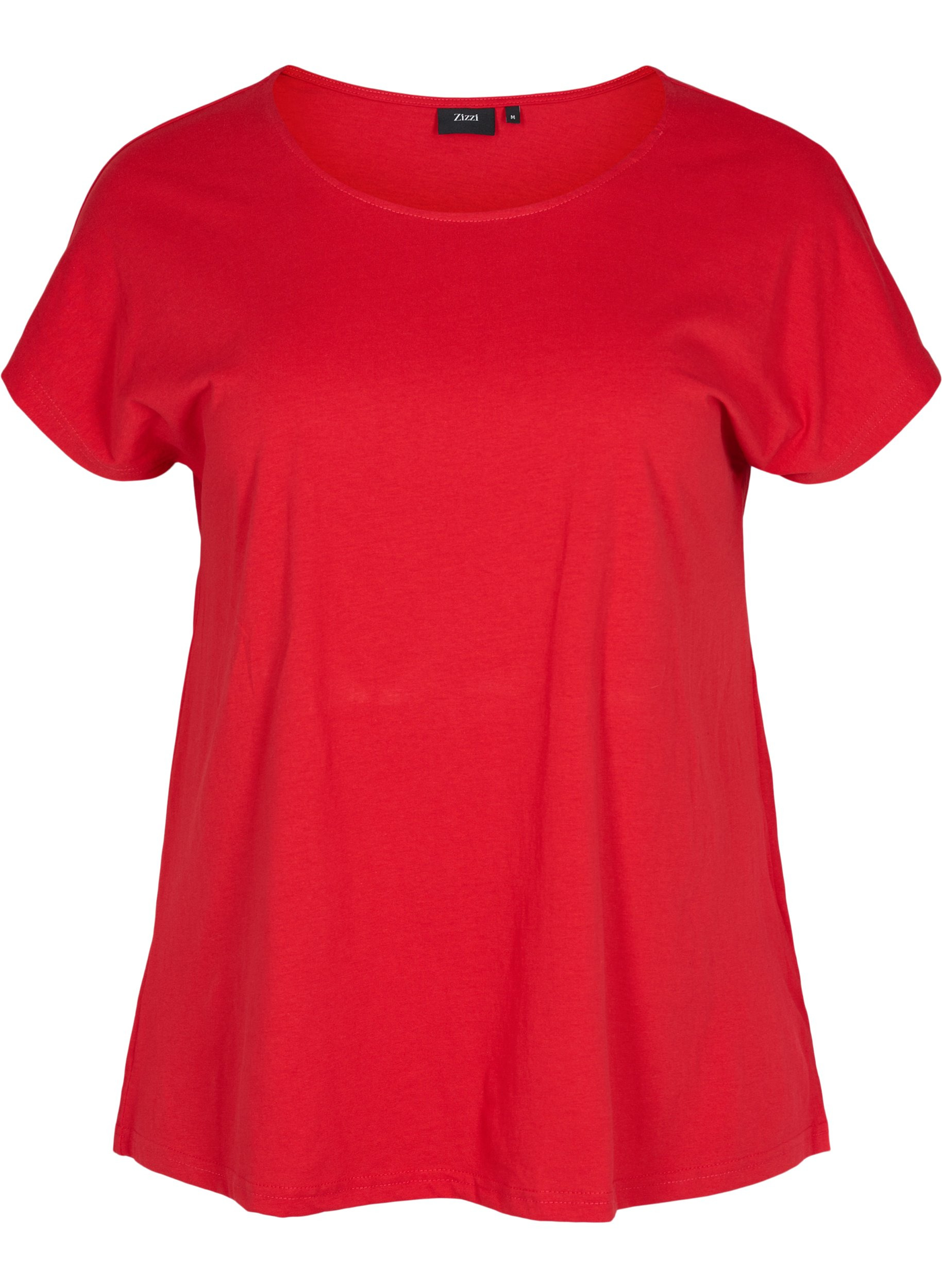 T-shirt met mix van katoen, Tango Red