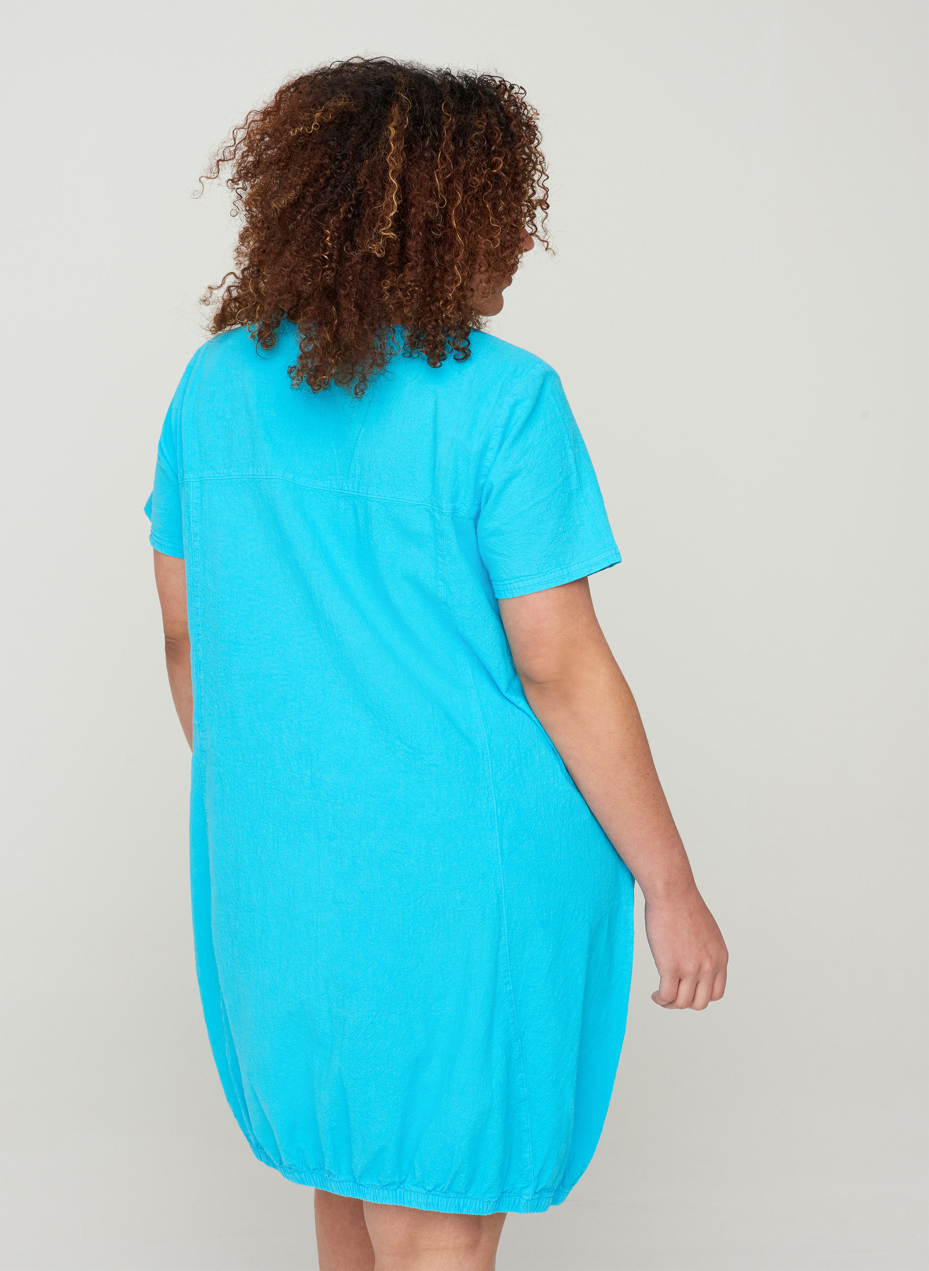 Katoenen jurk met korte mouwen, River Blue, Model image number 1