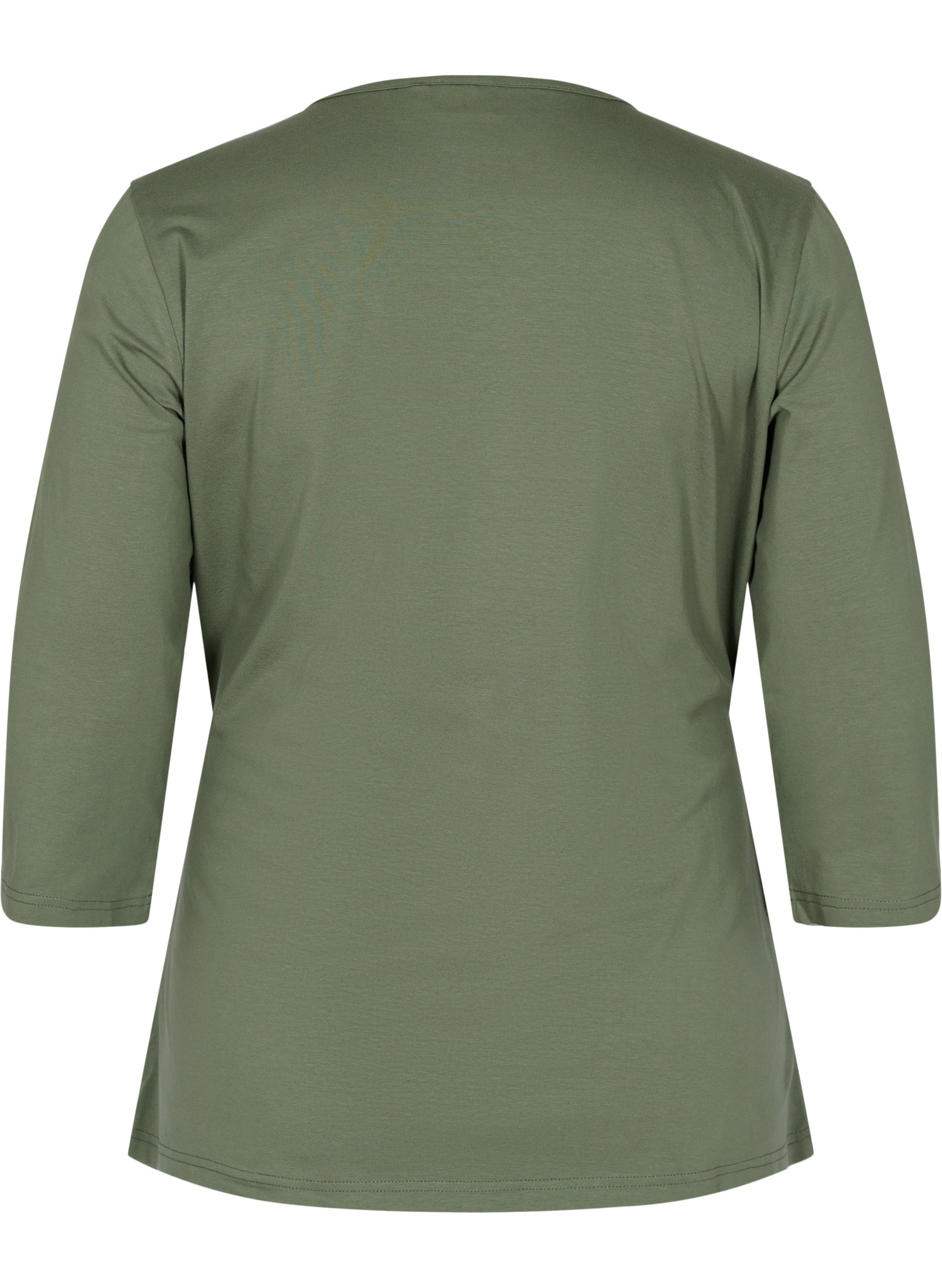 Katoenen blouse met 3/4 mouwen en wikkel, Thyme, Packshot image number 1