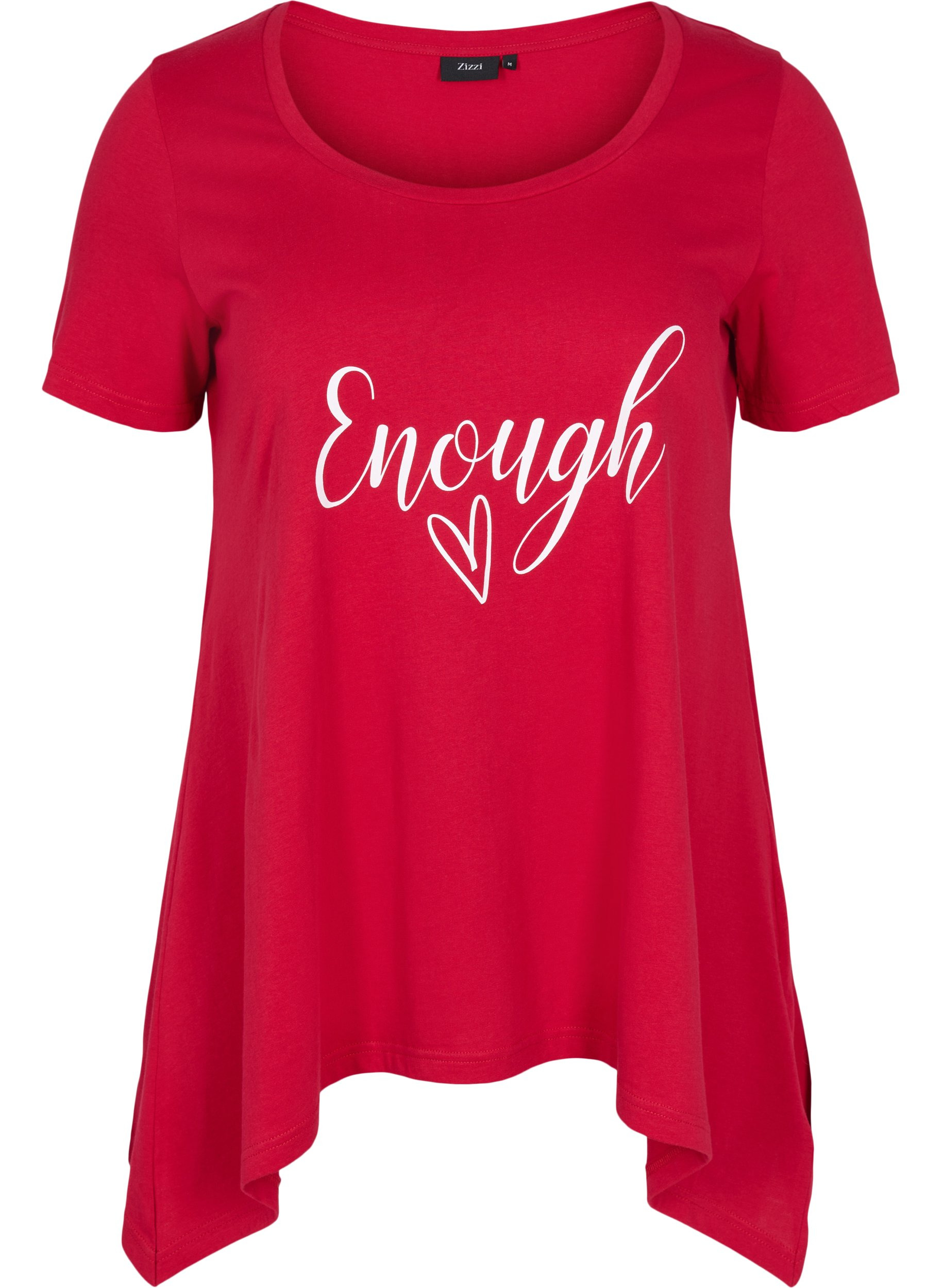 Katoenen t-shirt met korte mouwen en a-lijn, Tango Red ENOUGH, Packshot