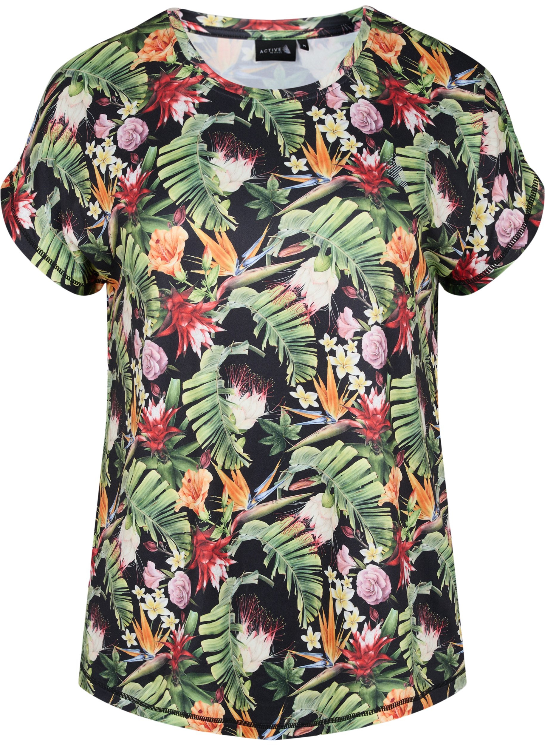 Trainings t-shirt met korte mouwen en print, Palm Flower AOP, Packshot image number 0