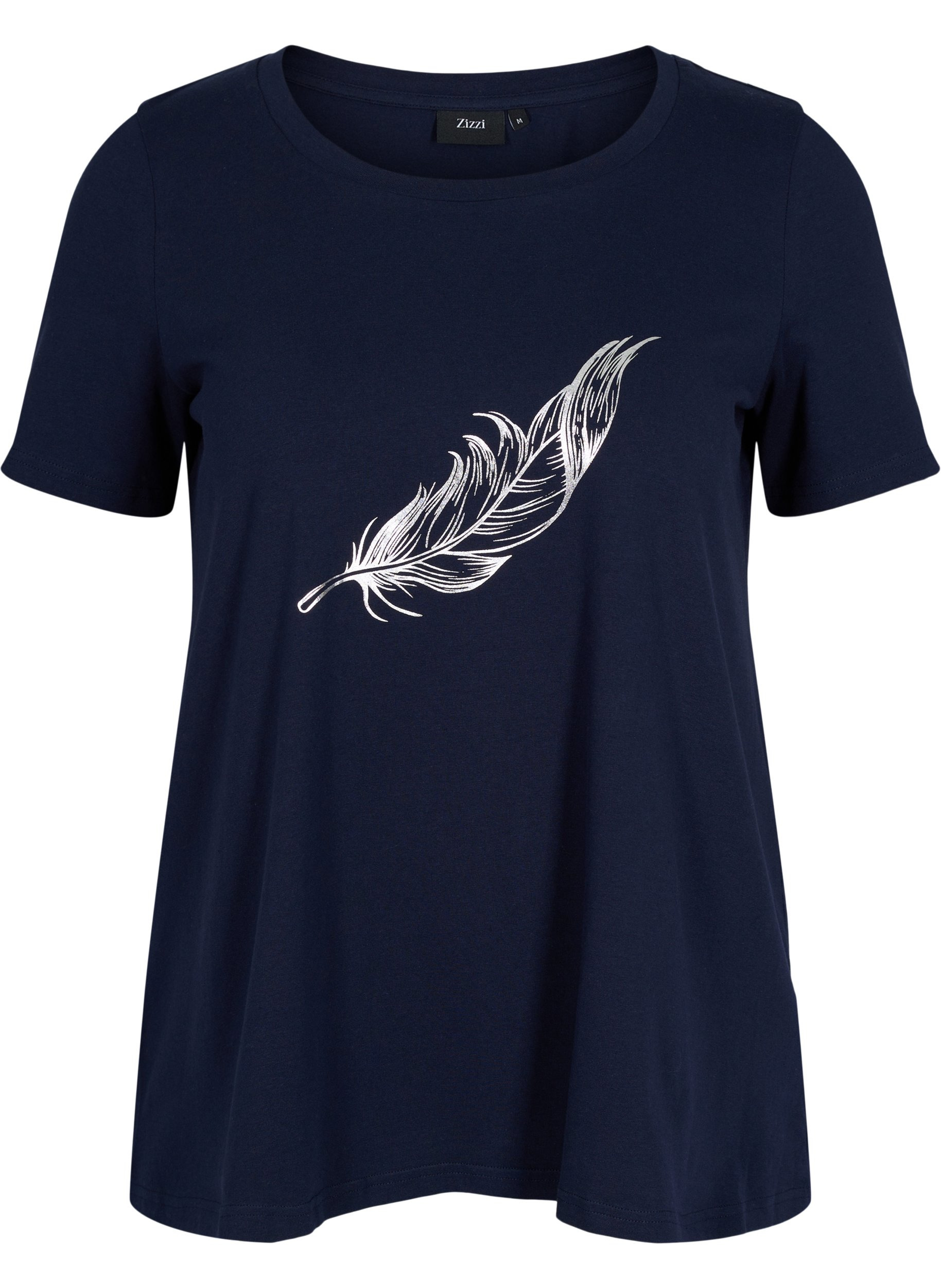 Katoenen t-shirt met korte mouwen en print, Night Sky w. silver , Packshot image number 0