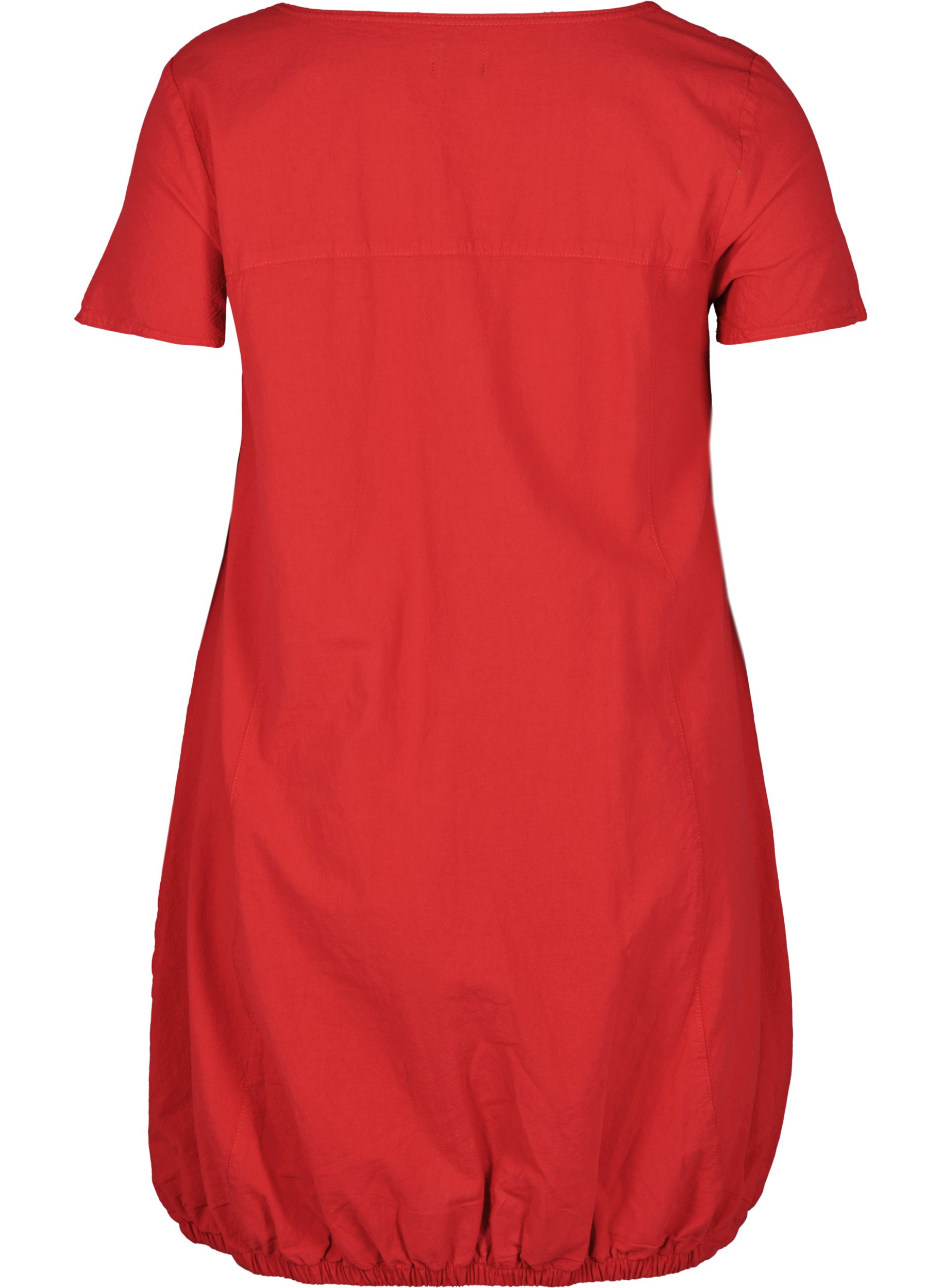 Katoenen jurk met korte mouwen, Lipstick Red, Packshot image number 1