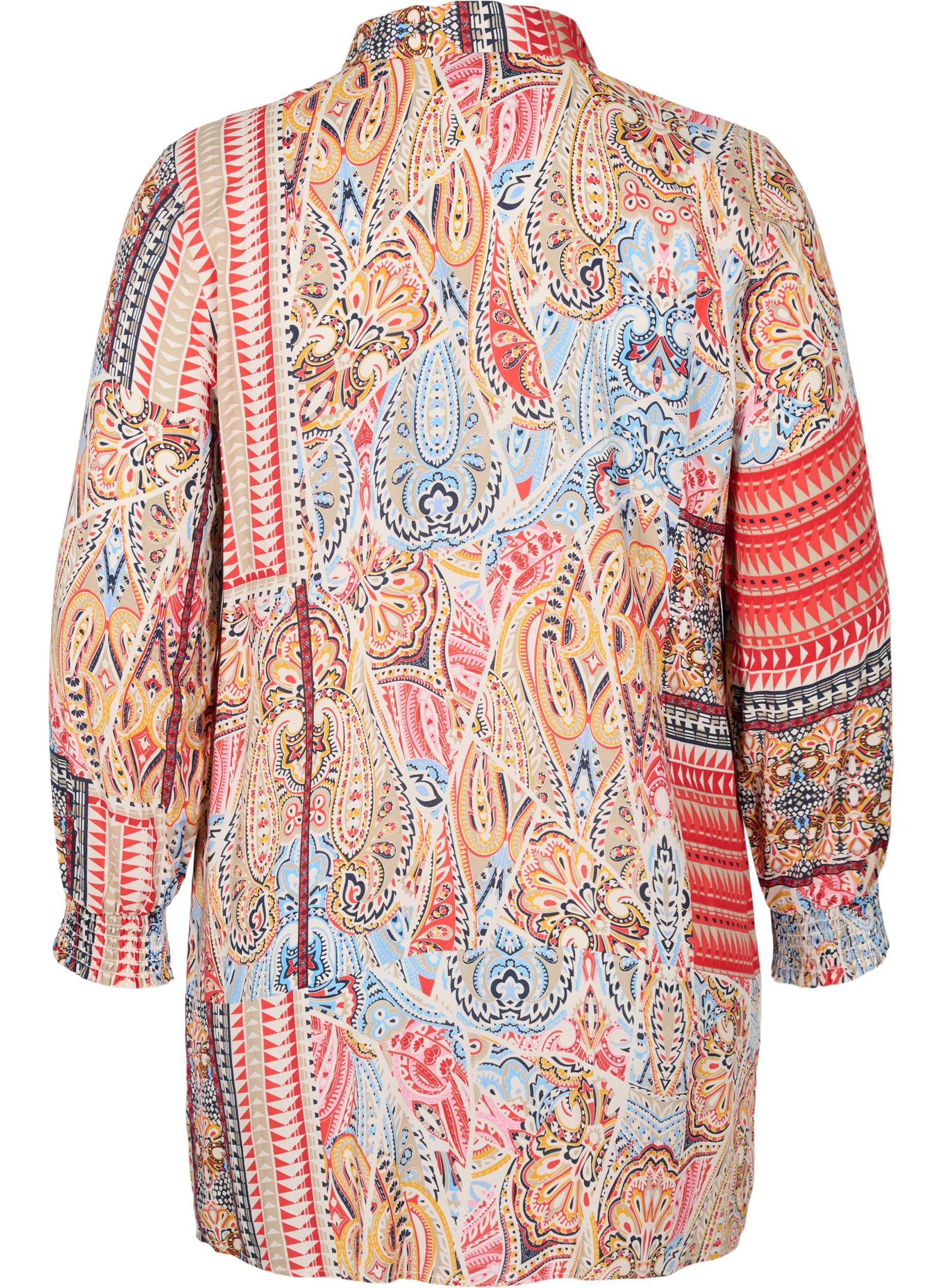 Lange viscose blouse in paisleyprint, Multi Paisley AOP, Packshot image number 1