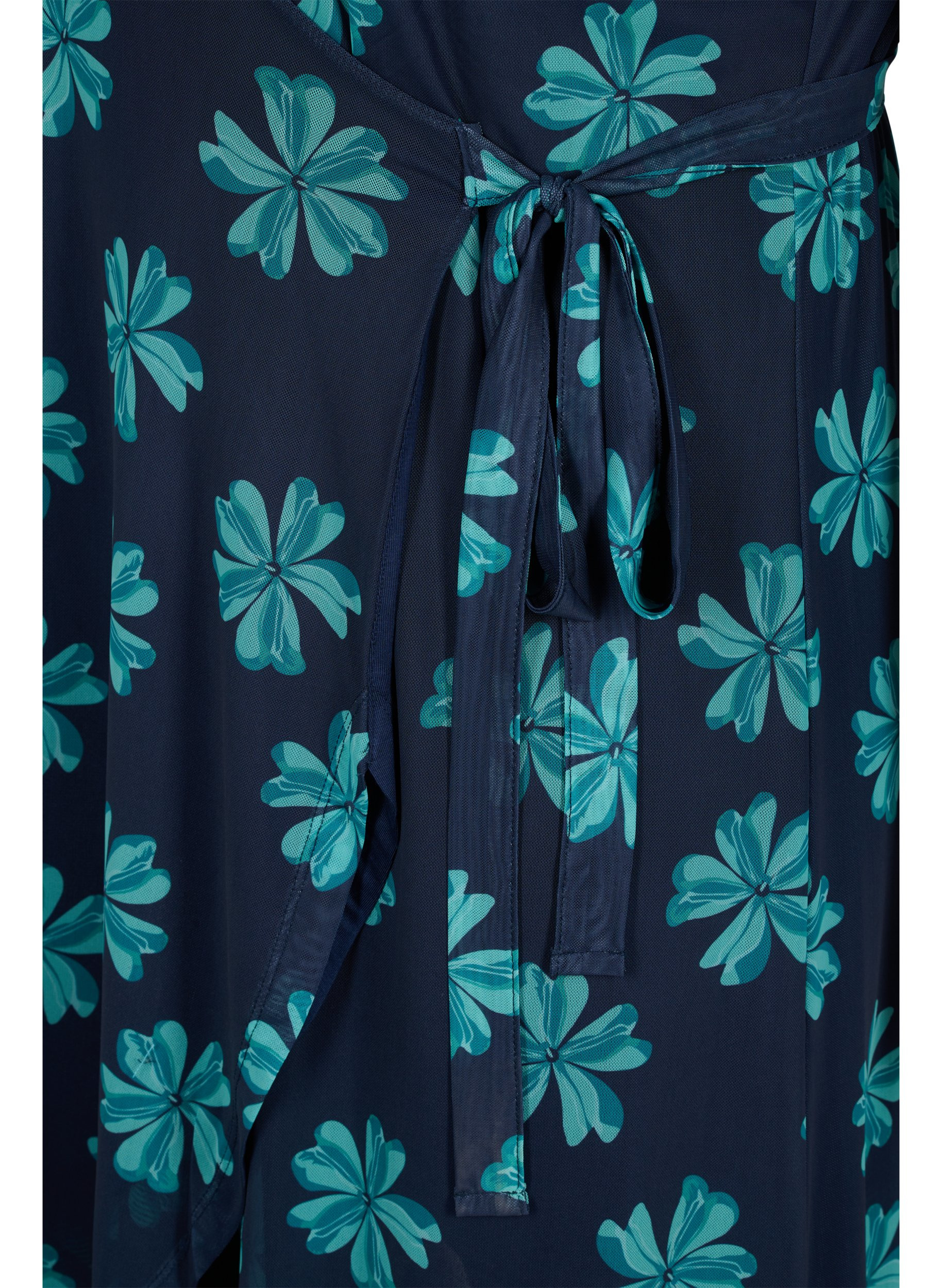 Mesh jurk met print en overslag, Night Sky w Green , Packshot image number 3