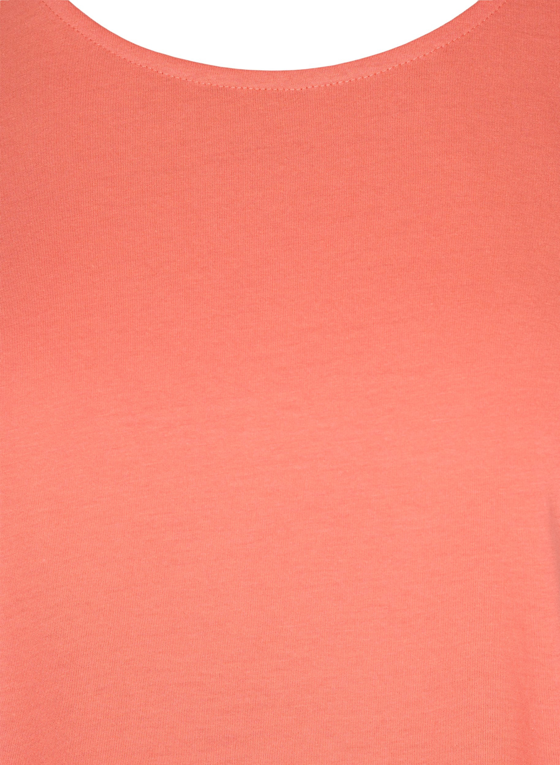 T-shirt met mix van katoen, Living Coral, Packshot image number 2