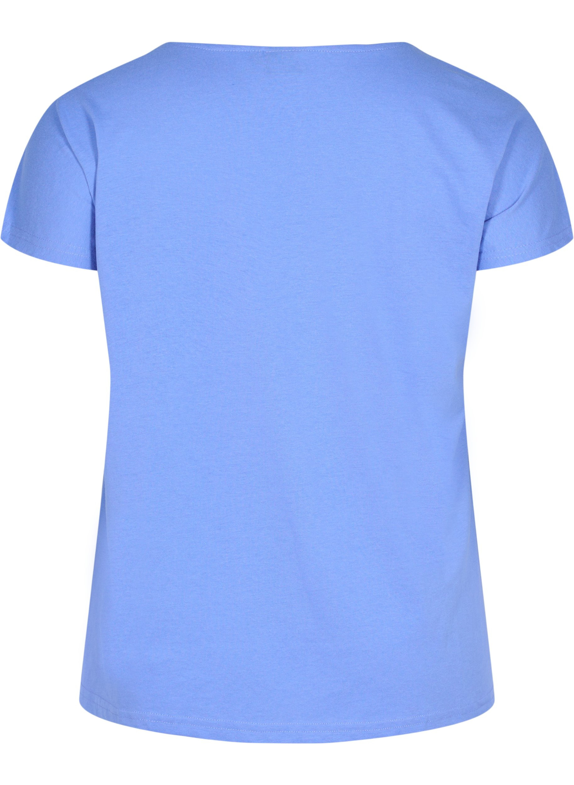 T-shirt met mix van katoen, Ultramarine, Packshot image number 1
