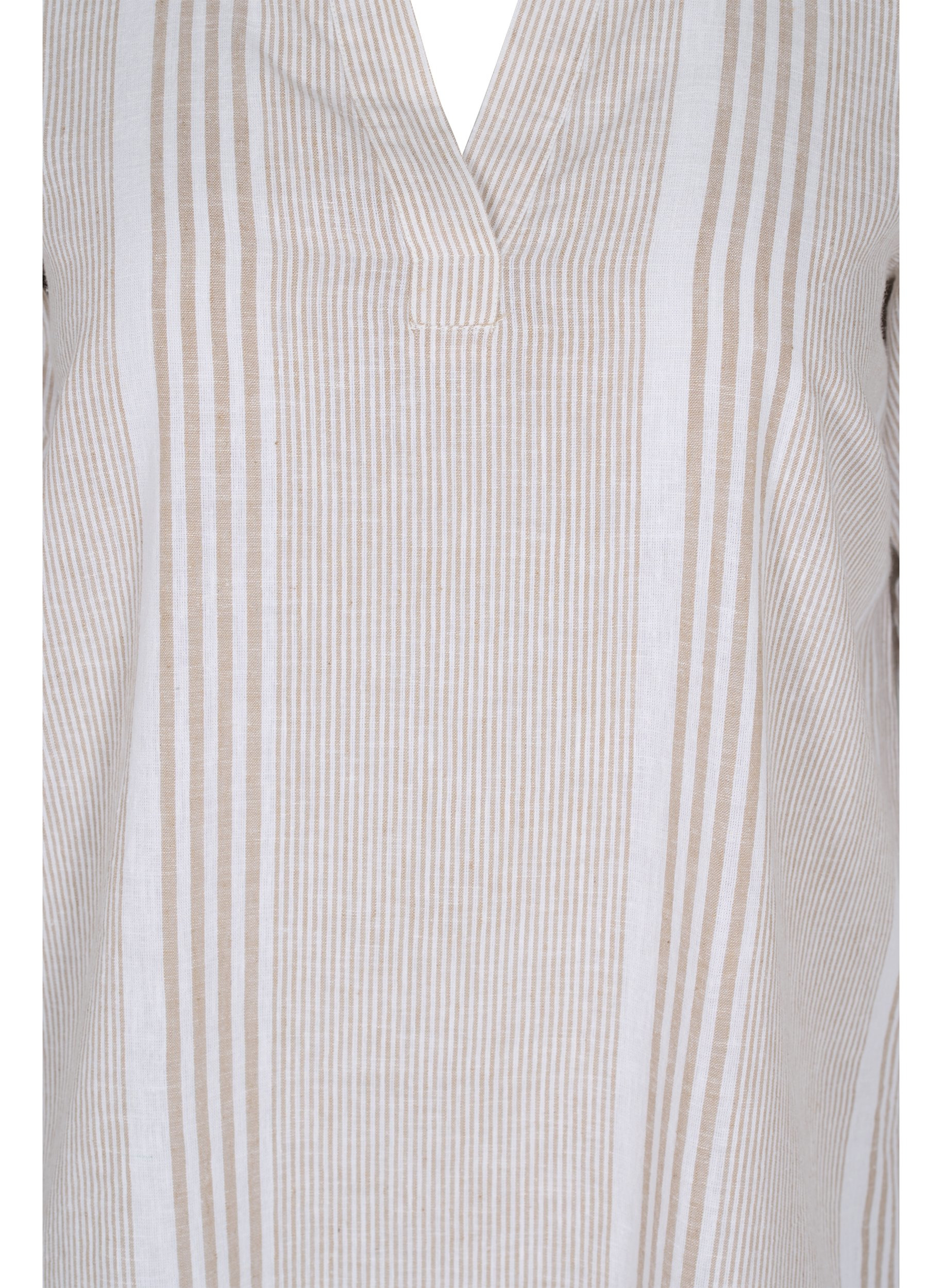 Jurk met v-hals en kraag, White Taupe Stripe, Packshot image number 2