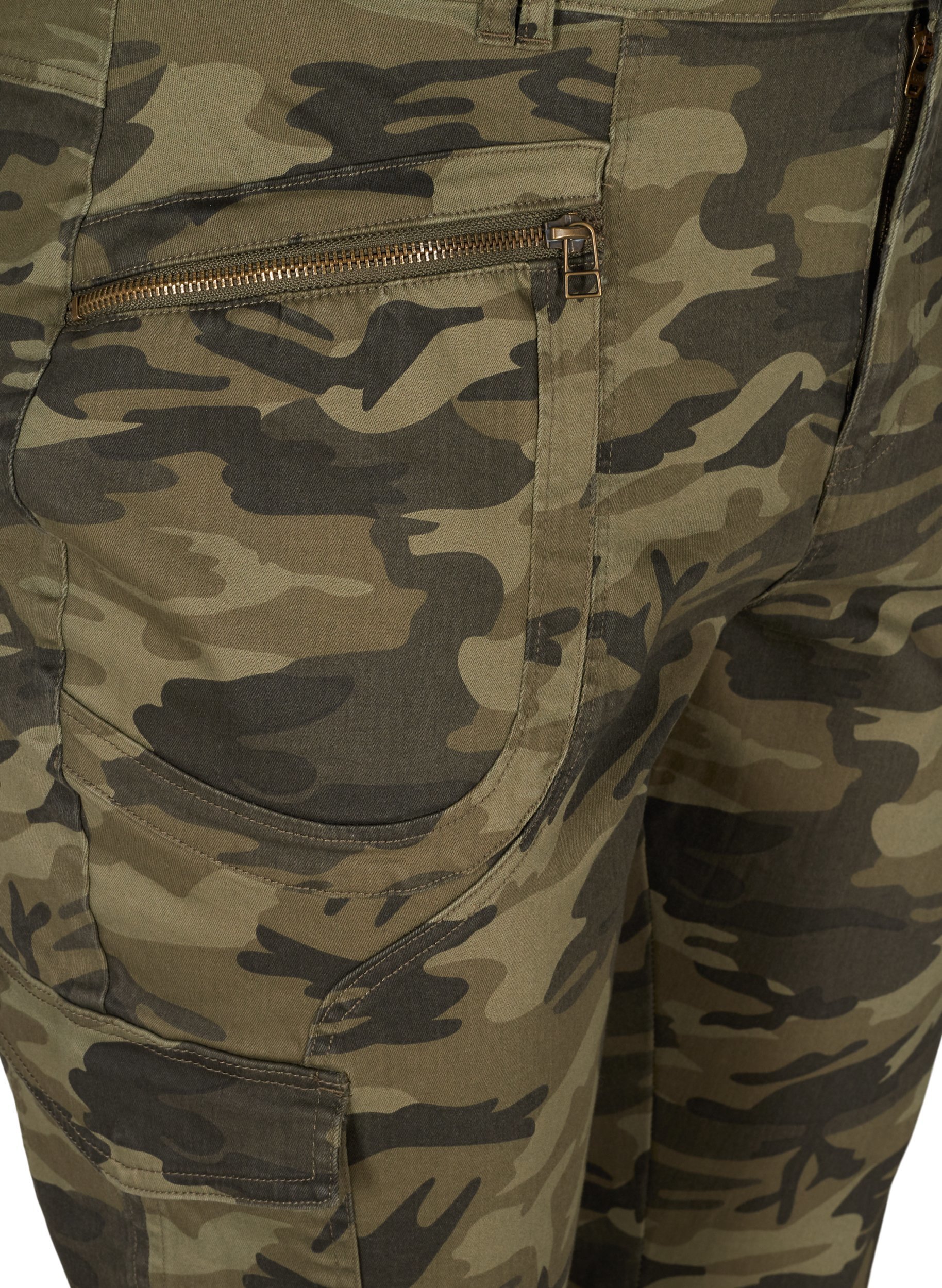 Nauwsluitende capri jeans met camouflage print, Ivy Green/Camou, Packshot image number 2
