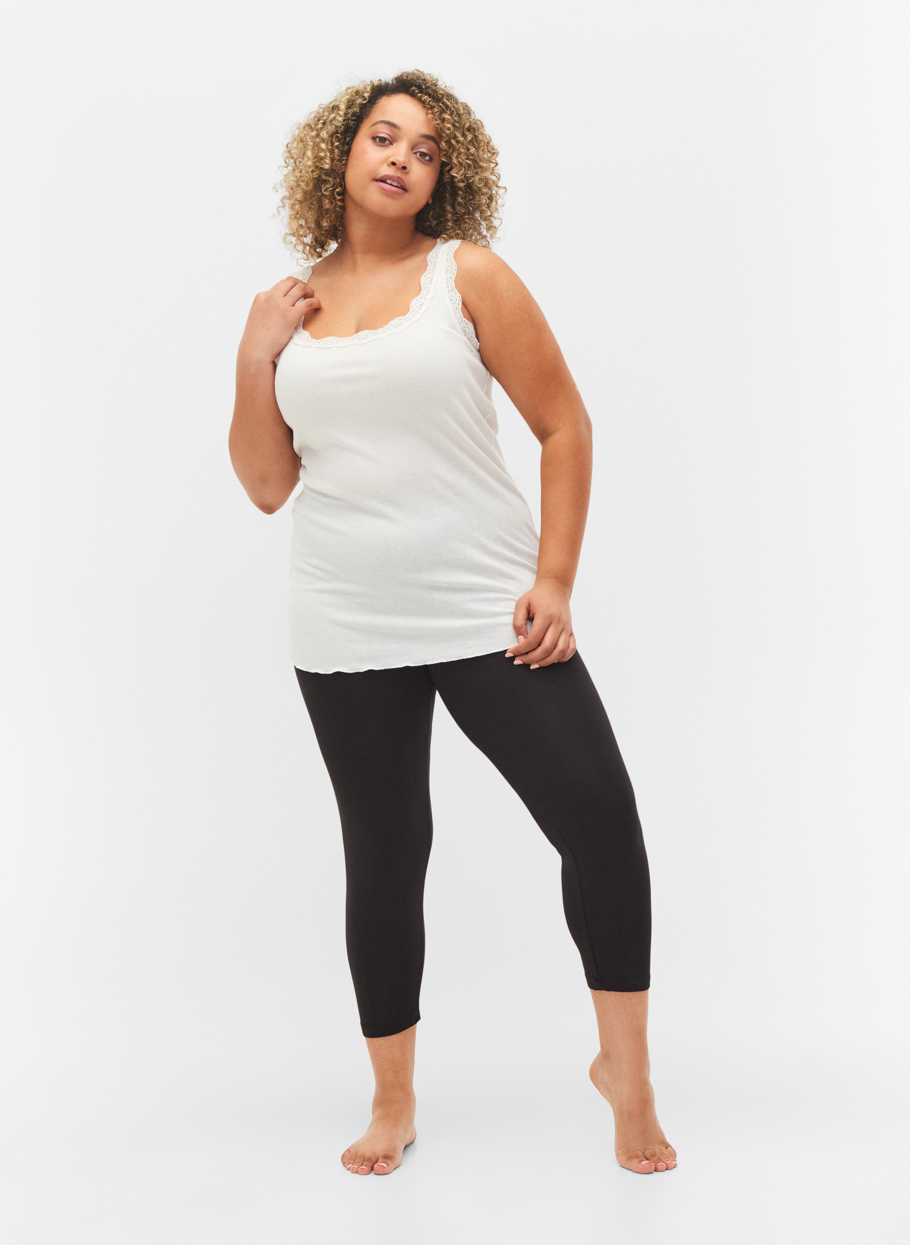 Basic 3/4 legging - Zwart - Maat 42-60 