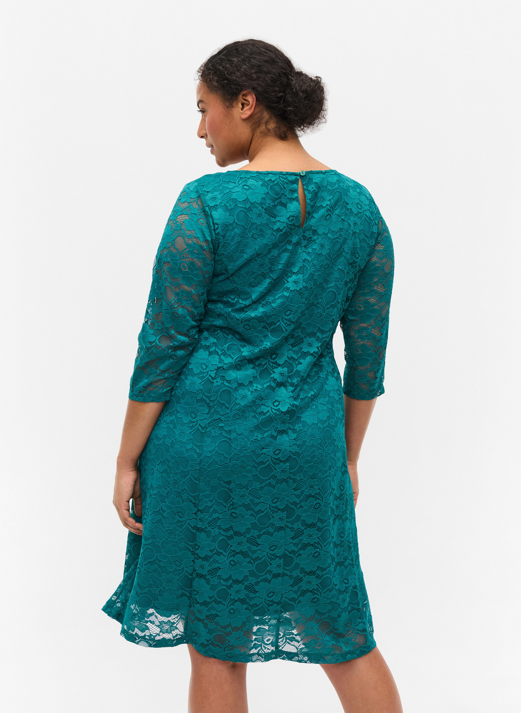 Kanten jurk met 3/4 mouwen, Quetzal Green, Model image number 1