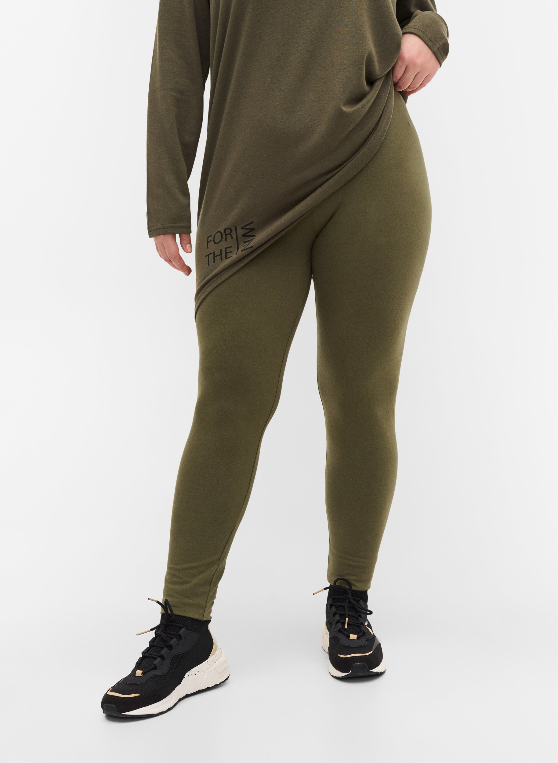 Katoenen legging met printdetails, Ivy Green, Model image number 3