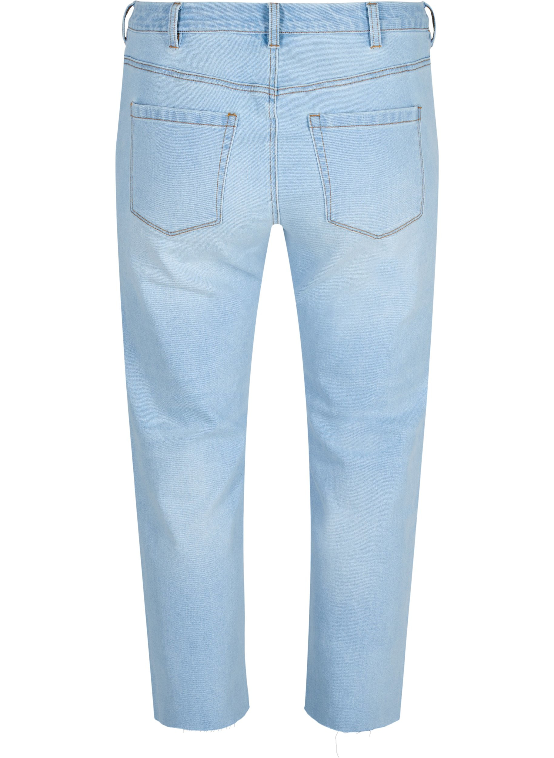 7/8 jeans met ruwe randjes en hoge taille, Super L.Blue Denim, Packshot image number 1