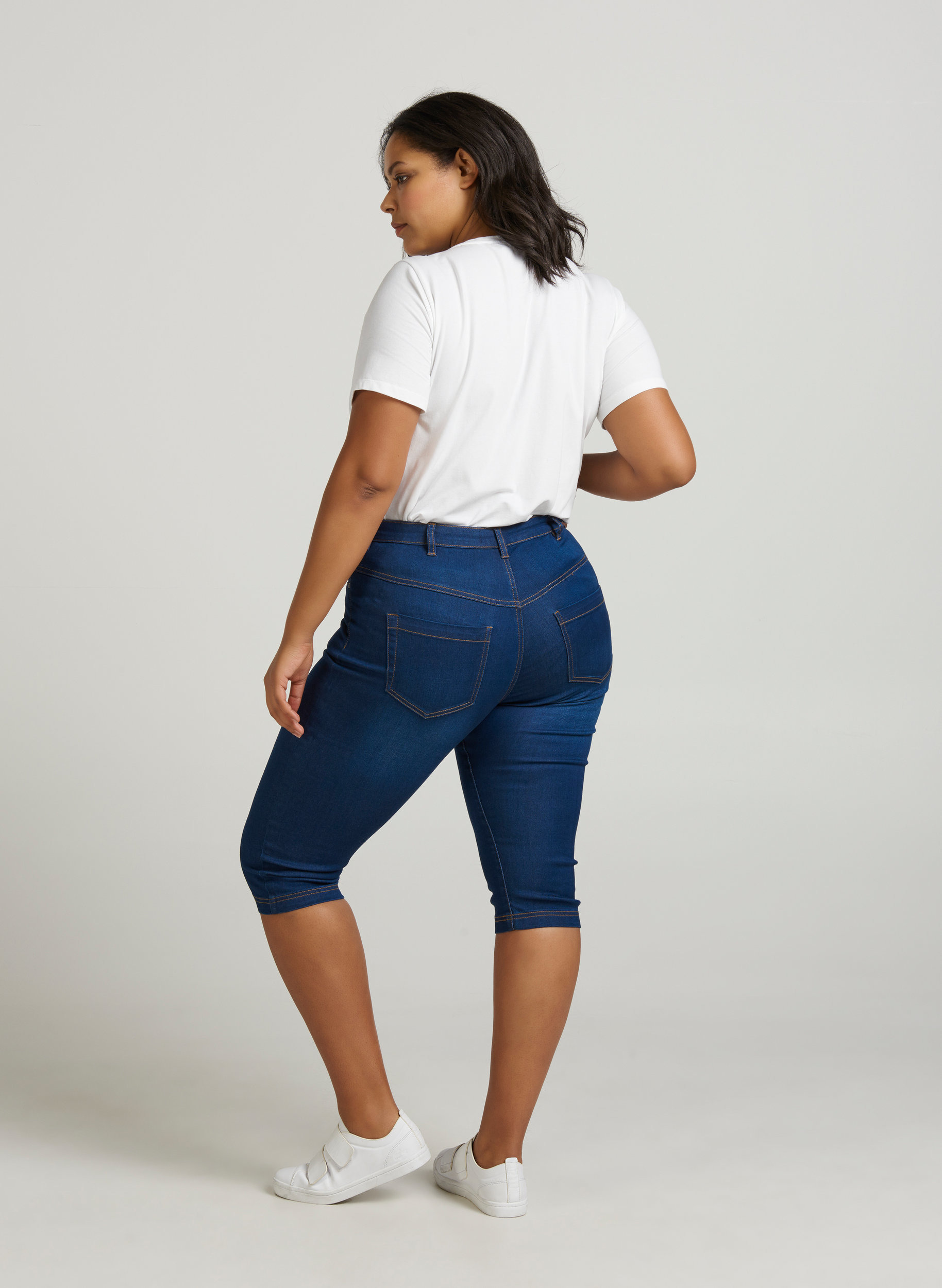 Slim fit Emily capri jeans, Blue denim, Model image number 1
