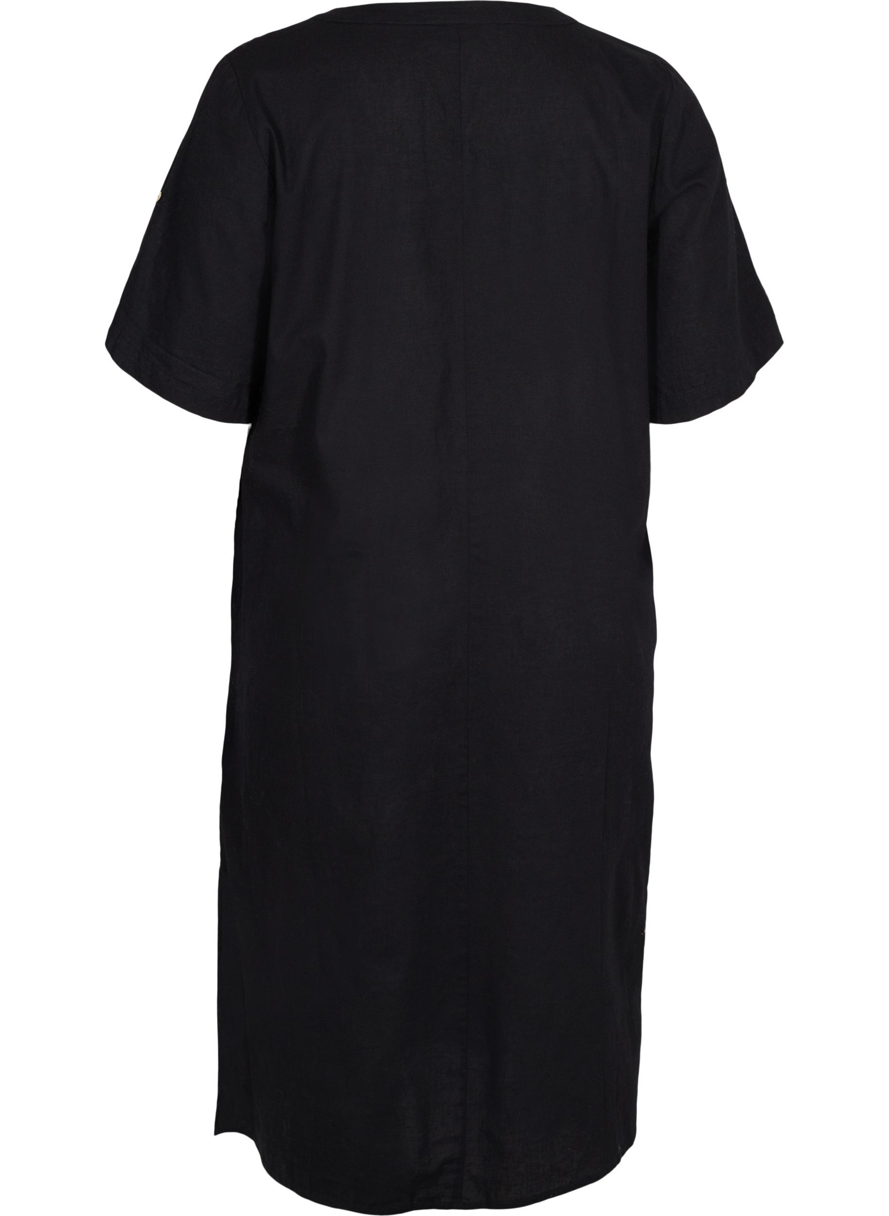 Lange blouse jurk met korte mouwen, Black, Packshot image number 1