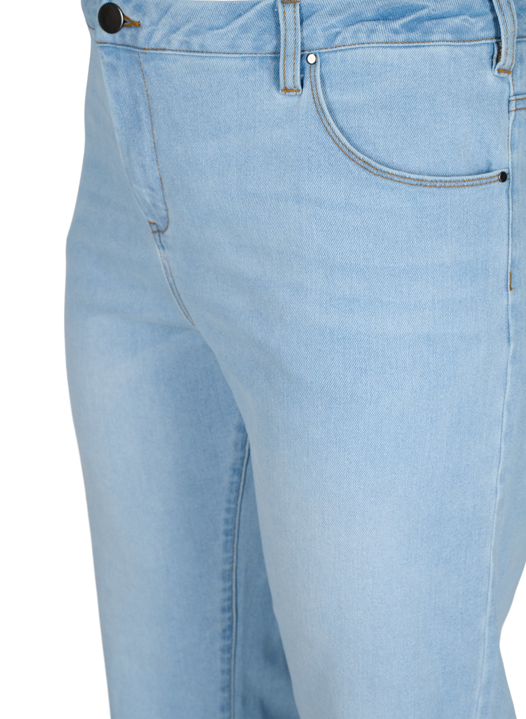 7/8 jeans met ruwe randjes en hoge taille, Super L.Blue Denim, Packshot image number 2