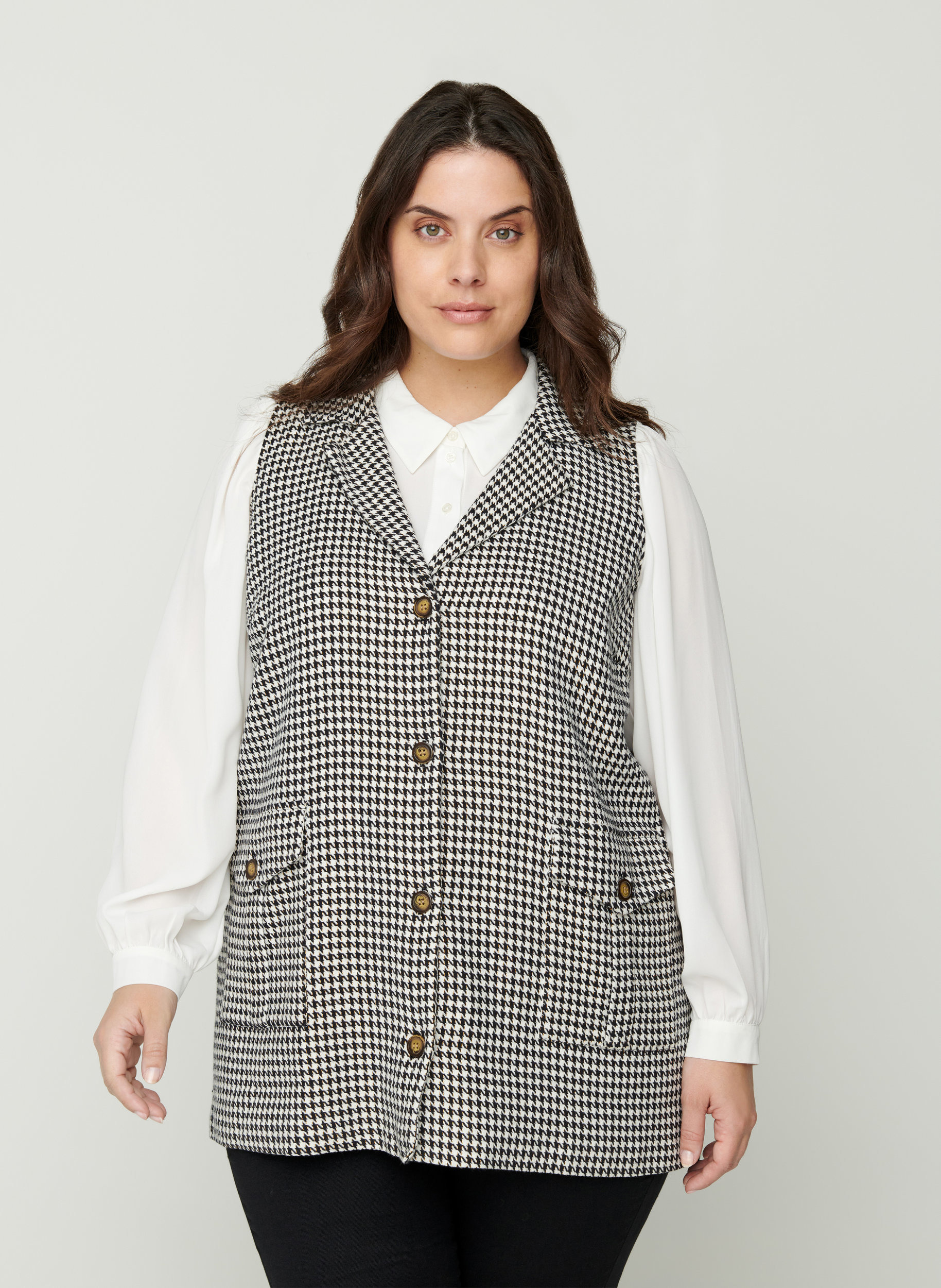Katoenen geruite vest, Black Comb, Model image number 0