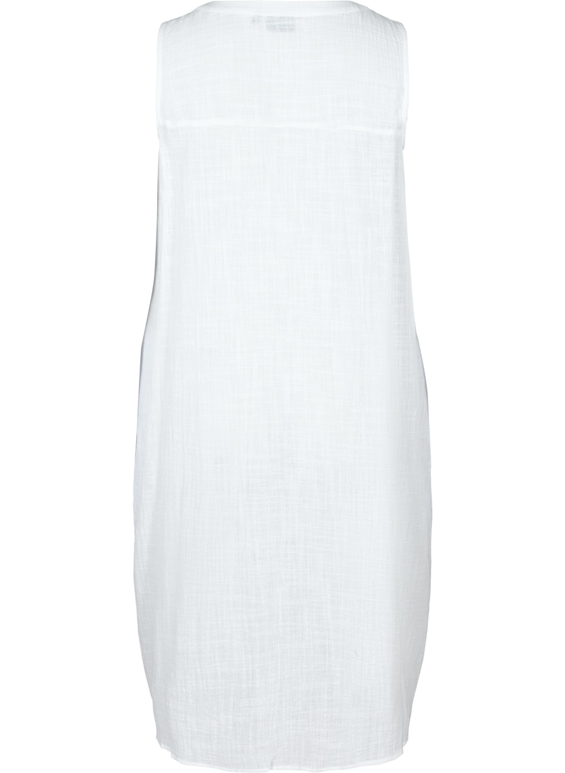 Mouwloze jurk in katoen, White, Packshot image number 1