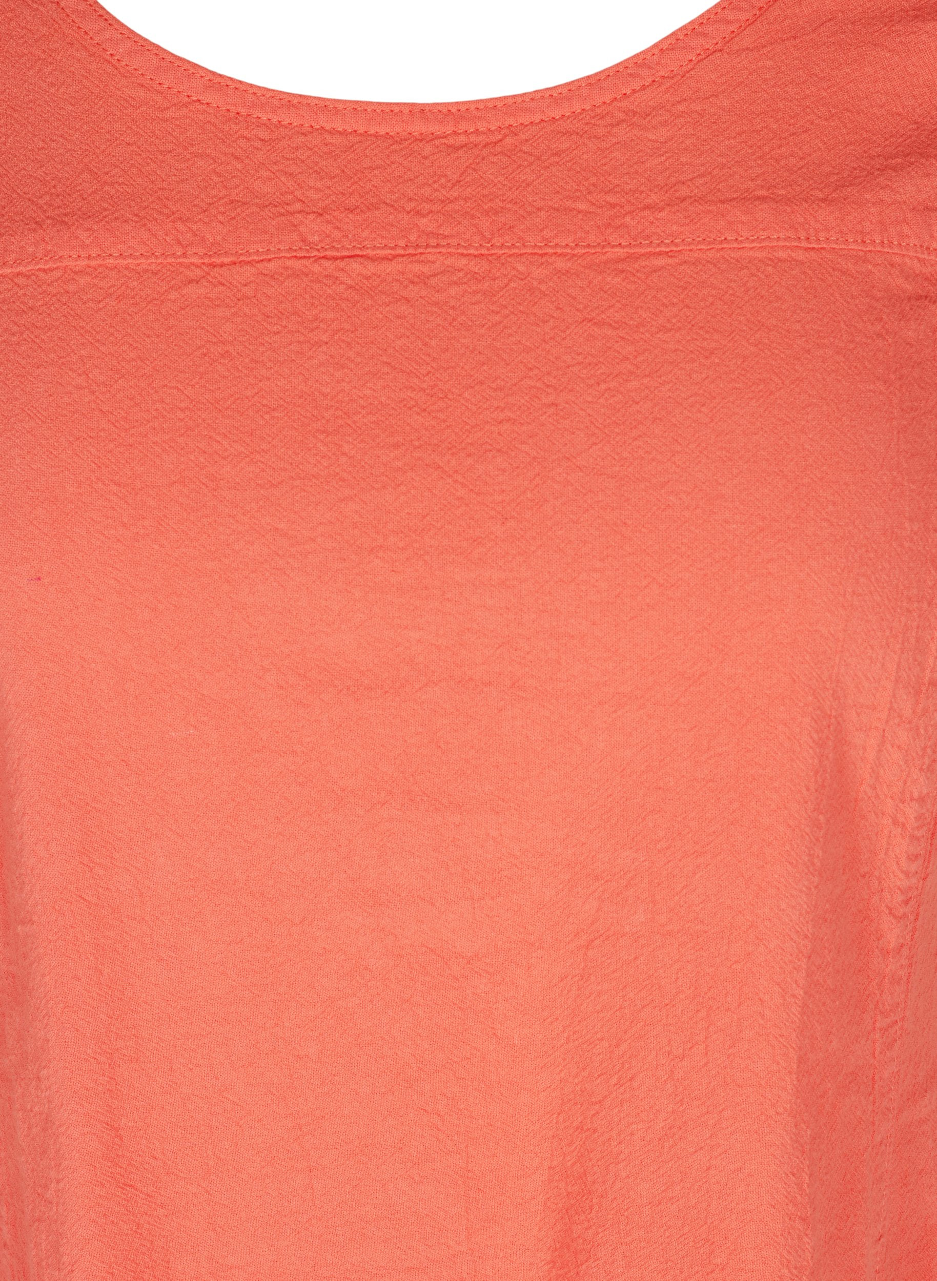 Katoenen jurk met korte mouwen, Hot Coral, Packshot image number 2