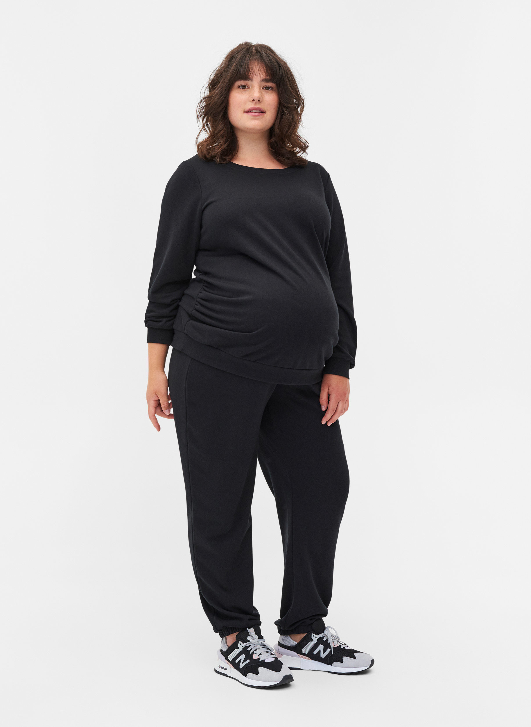 Zwangerschapstrui  met geribbelde randen, Black, Model image number 3