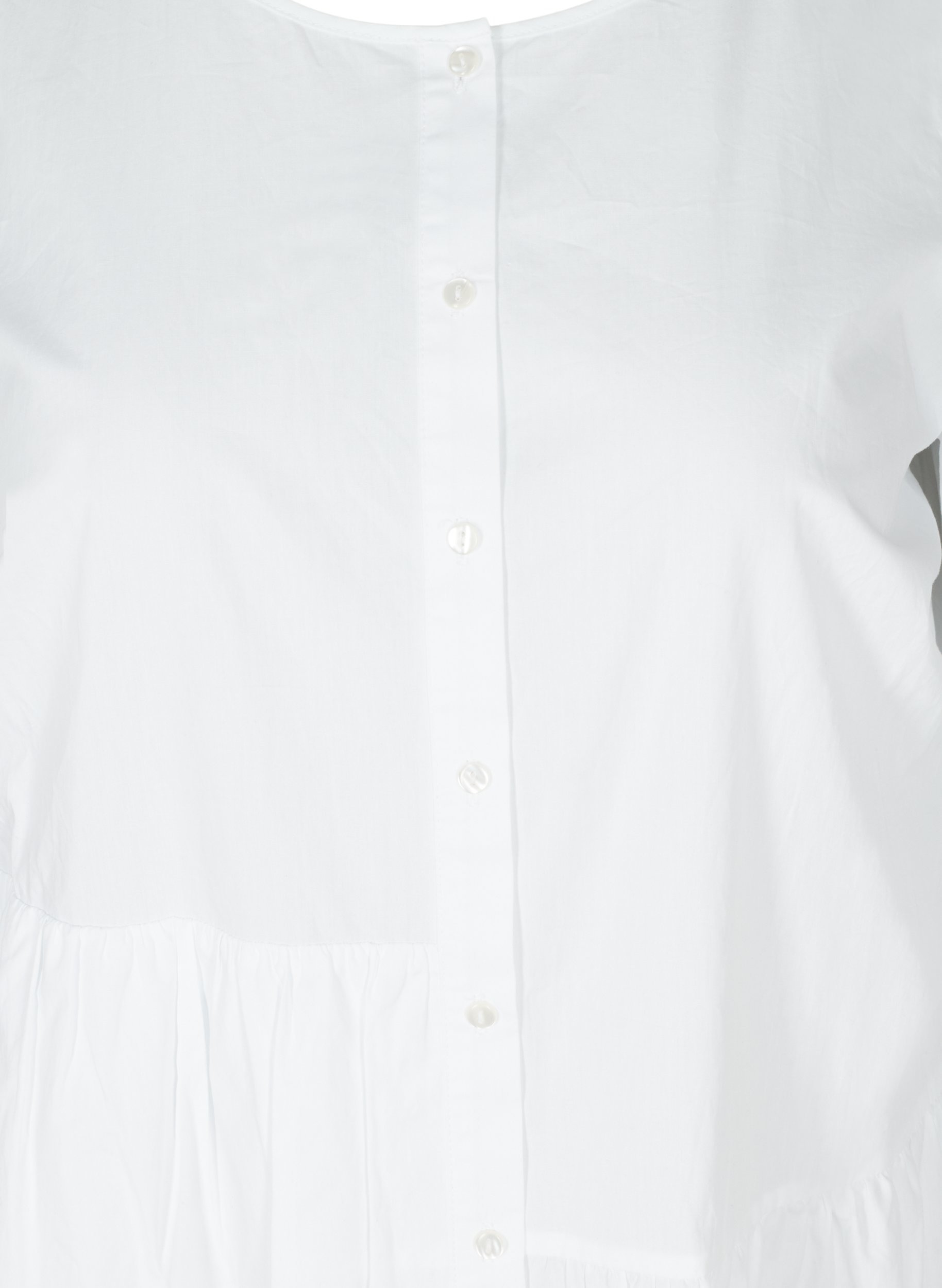 Katoenen hemdjurk met pofmouwen, Bright White, Packshot image number 2