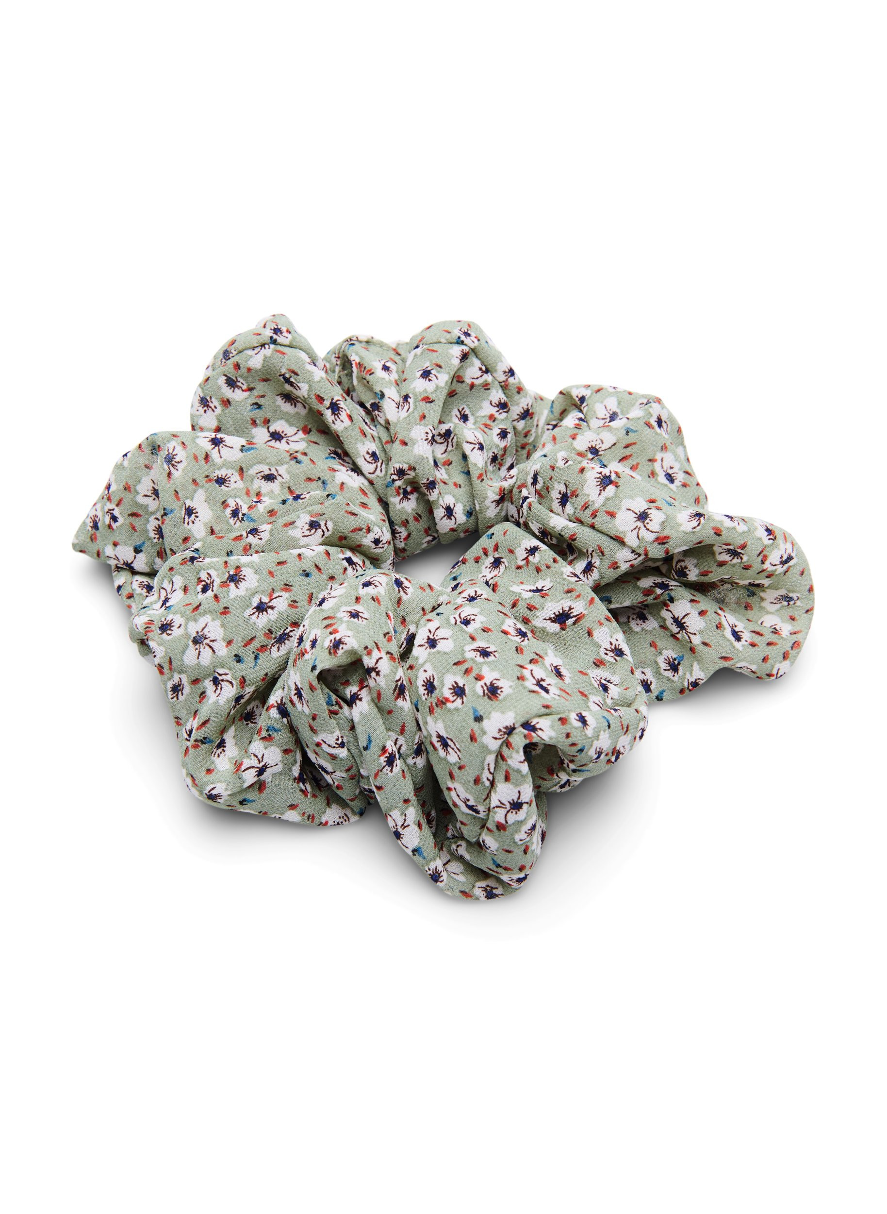 Gebloemde scrunchie, Light Green Flower, Packshot image number 0