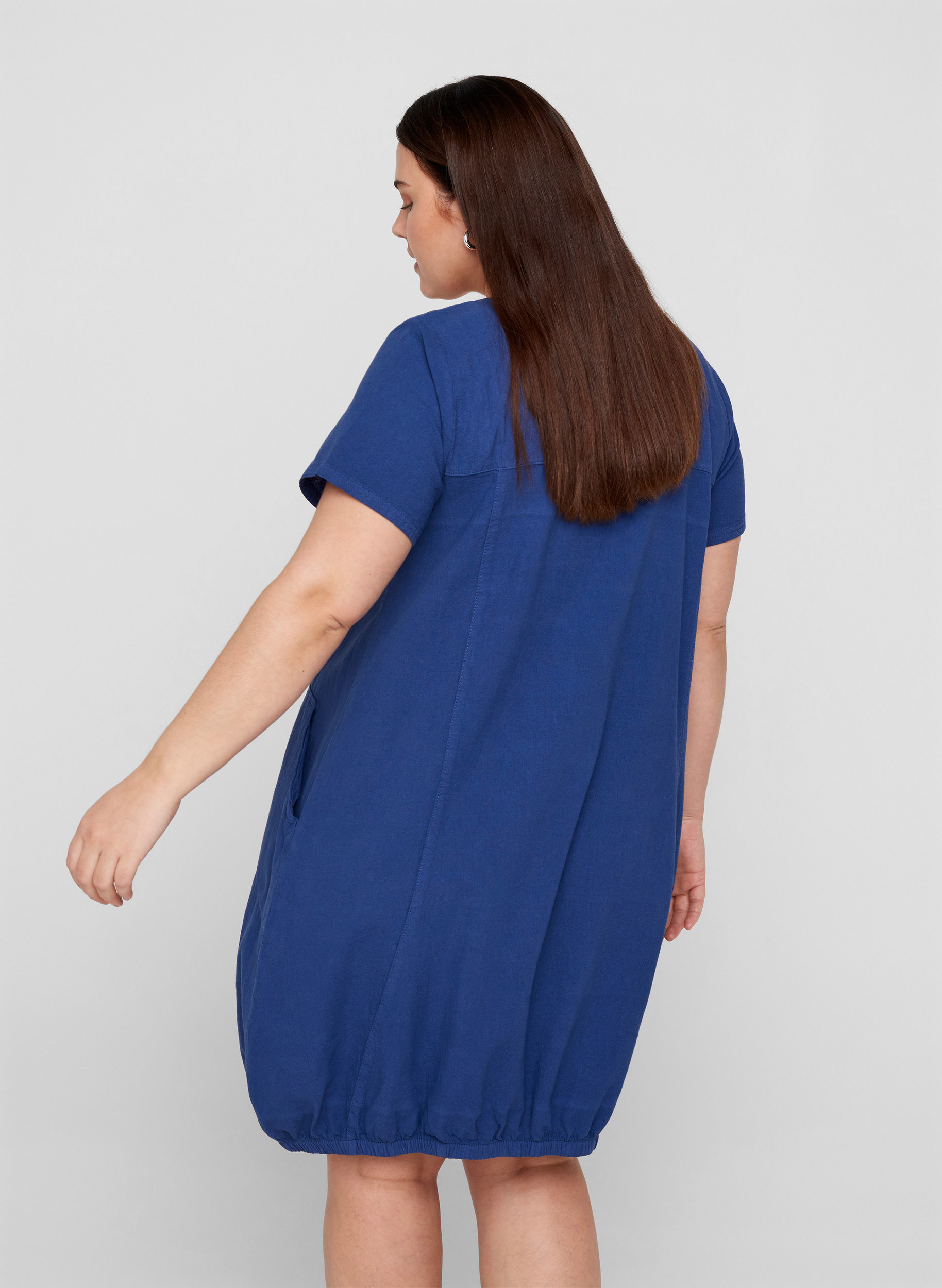 Katoenen jurk met korte mouwen, Twilight Blue, Model image number 1