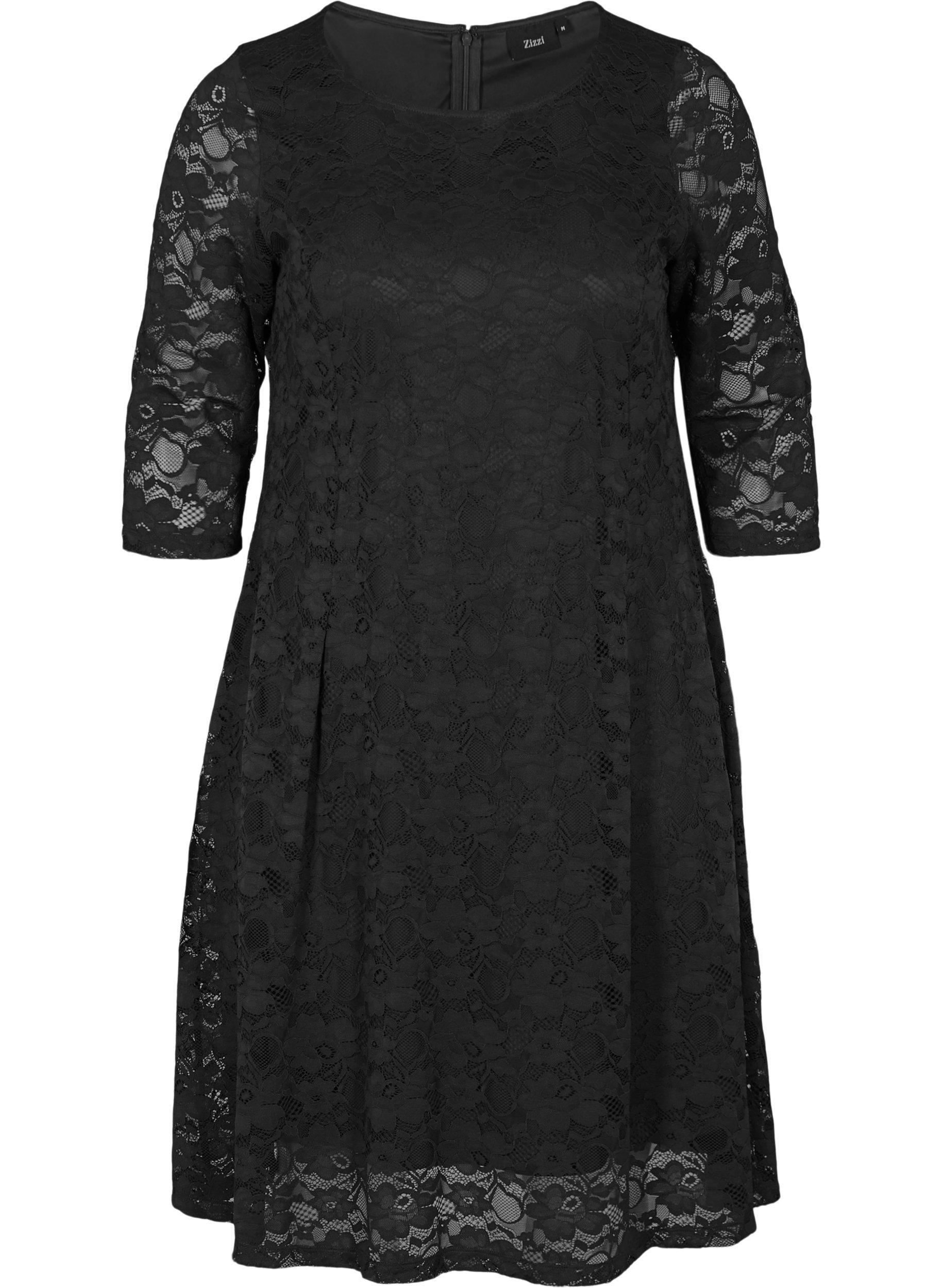 Kanten jurk met 3/4 mouwen, Black