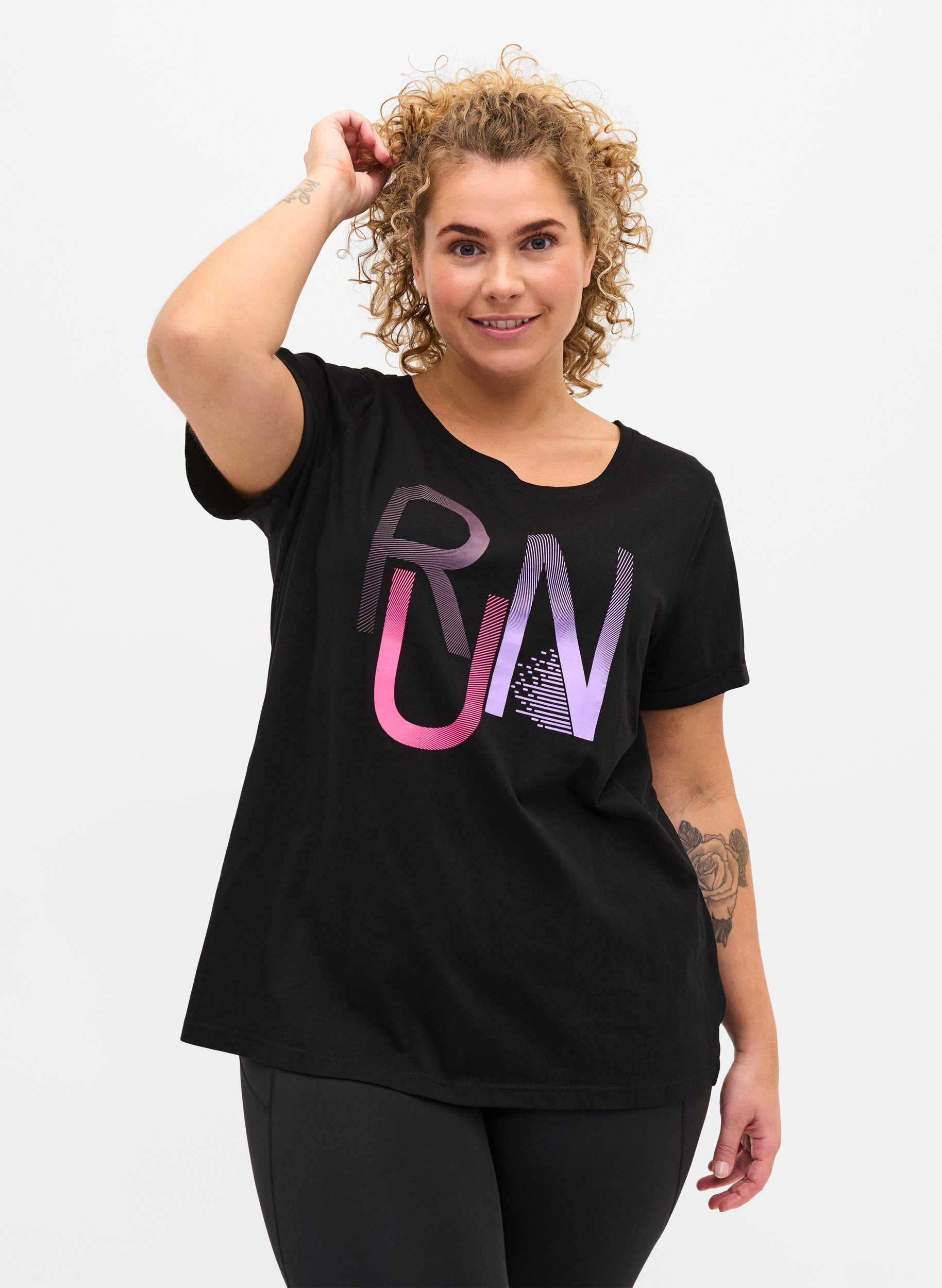Trainingsshirt met print, Black Run, Model