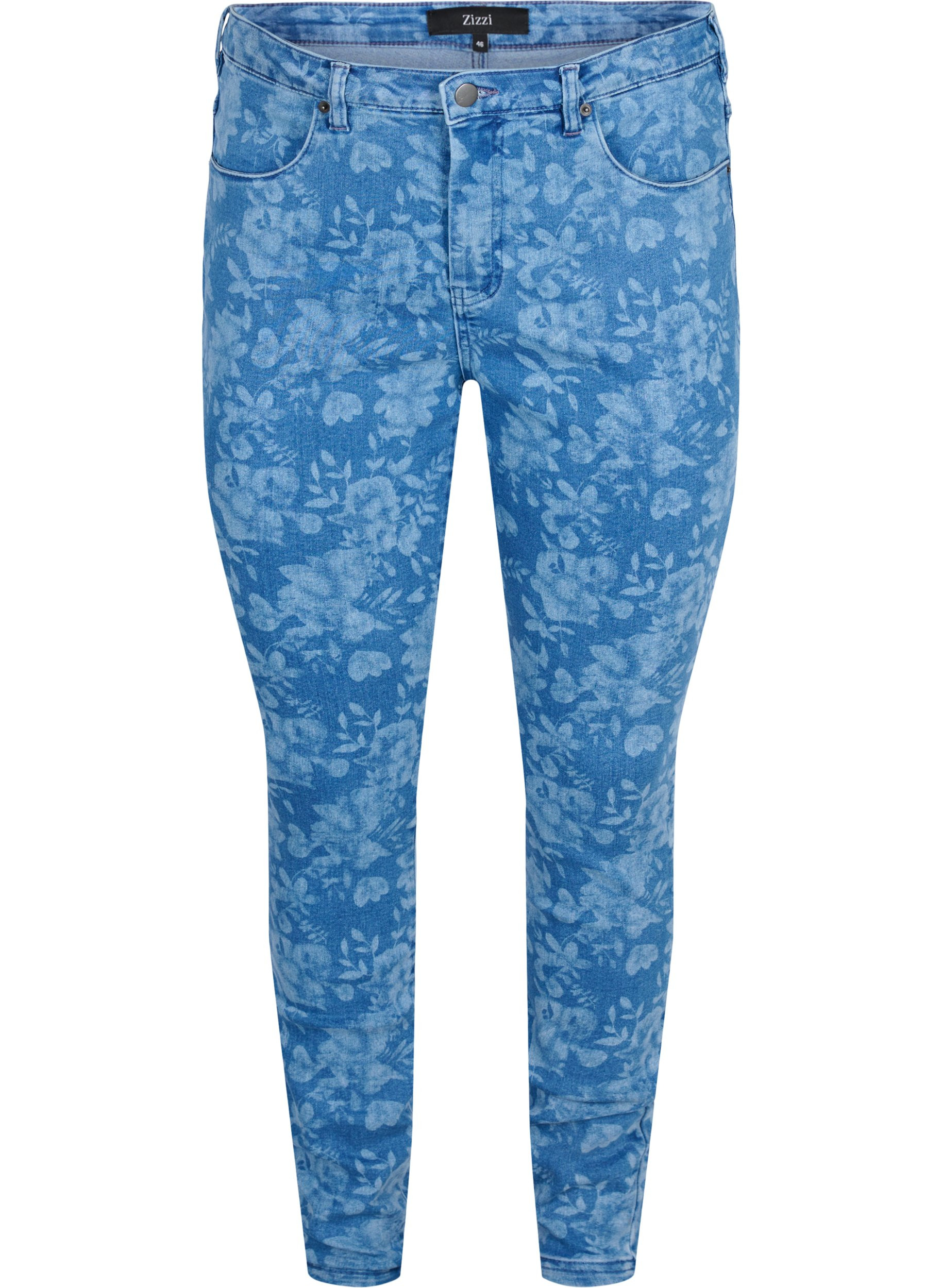 Super slim Amy jeans met patroon, Blue denim, Packshot