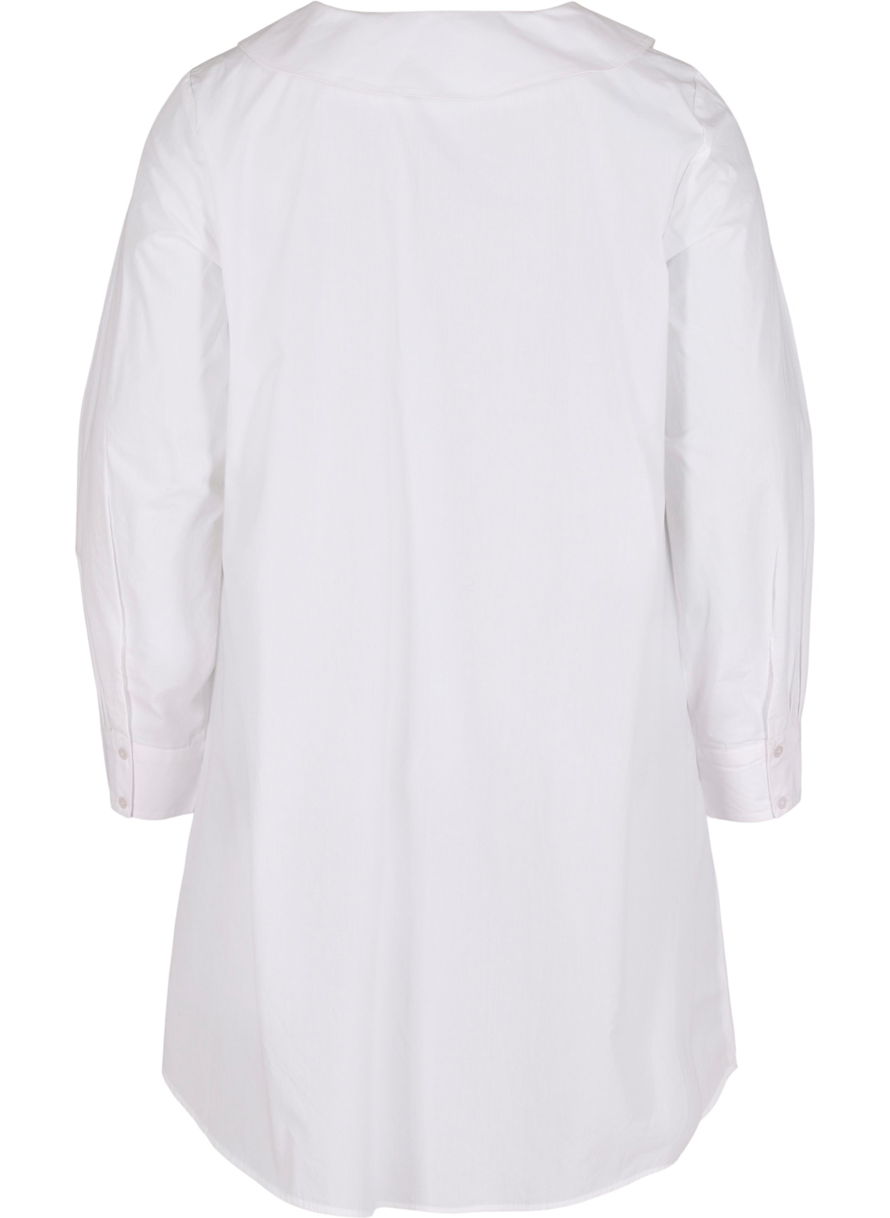 Lange, katoenen blouse met grote kraag, Bright White, Packshot image number 1