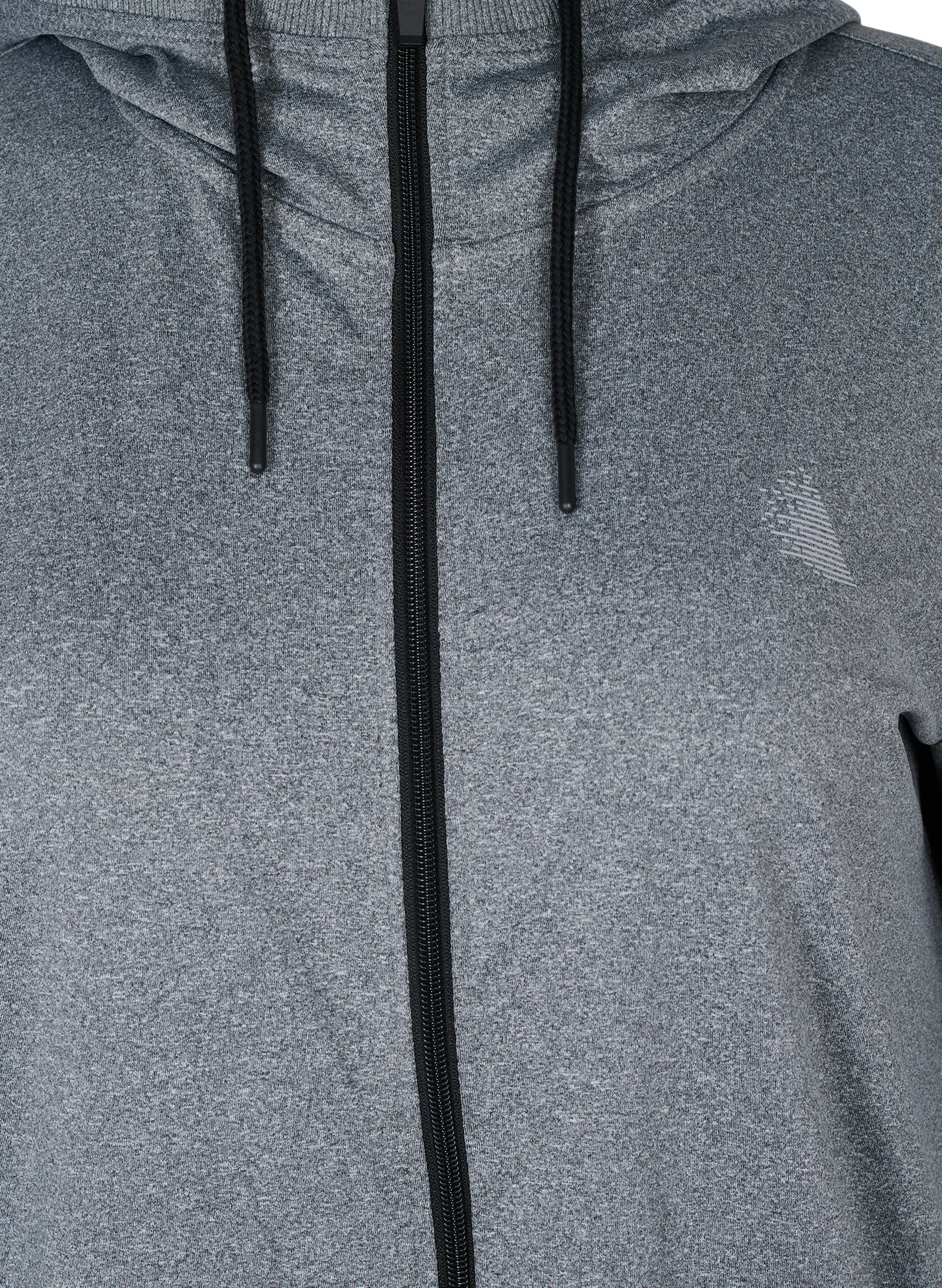 Sportief vest met capuchon en zakken, Grey Melange, Packshot image number 2