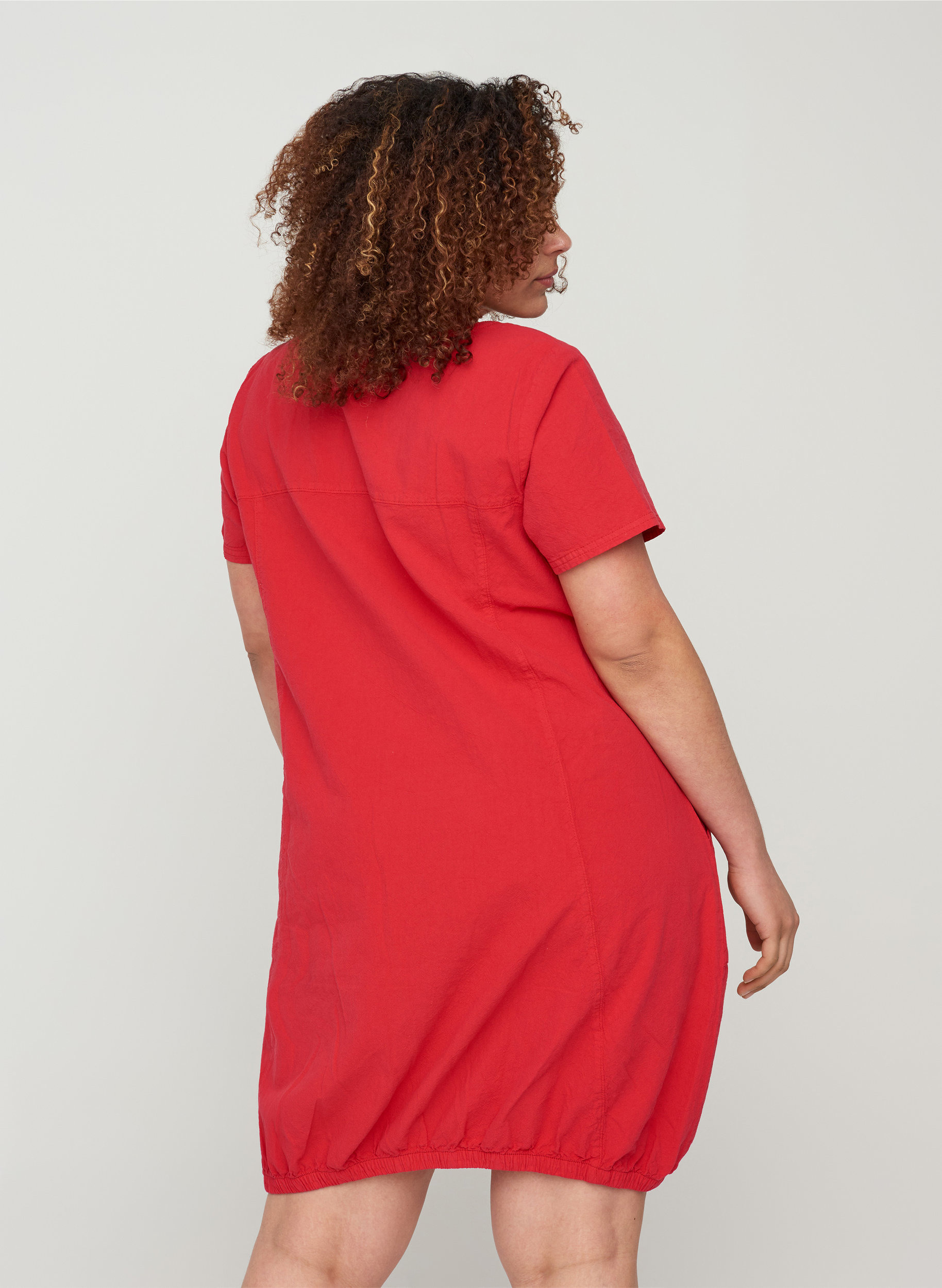 Katoenen jurk met korte mouwen, Lipstick Red, Model image number 1