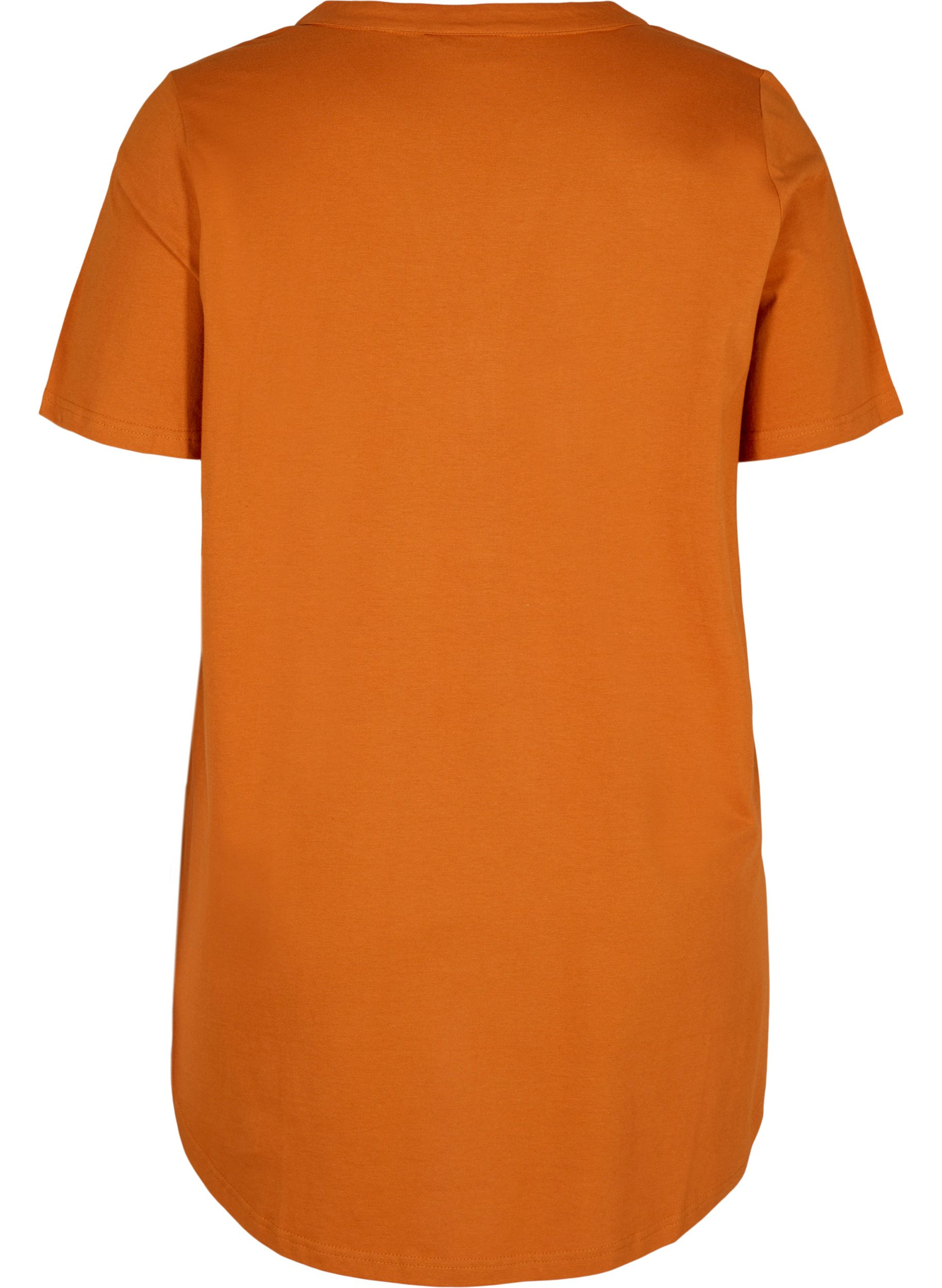 Katoenen t-shirt met v-hals en knopen, Autumnal, Packshot image number 1