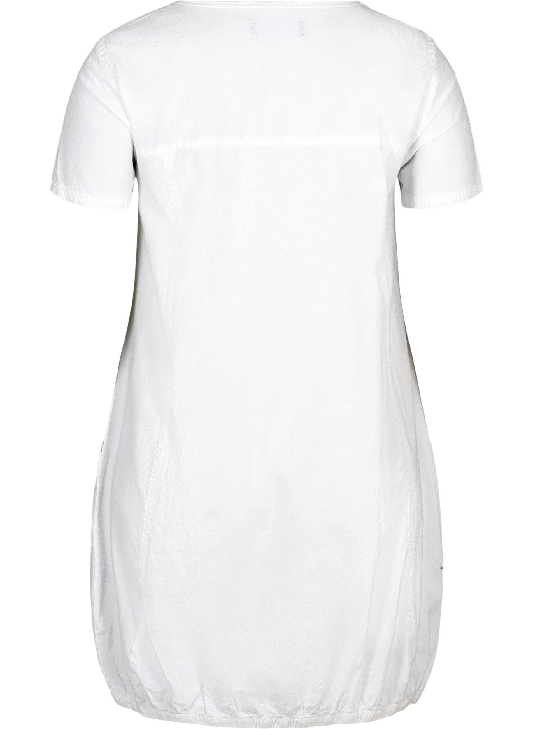 Katoenen jurk met korte mouwen, White, Packshot image number 1