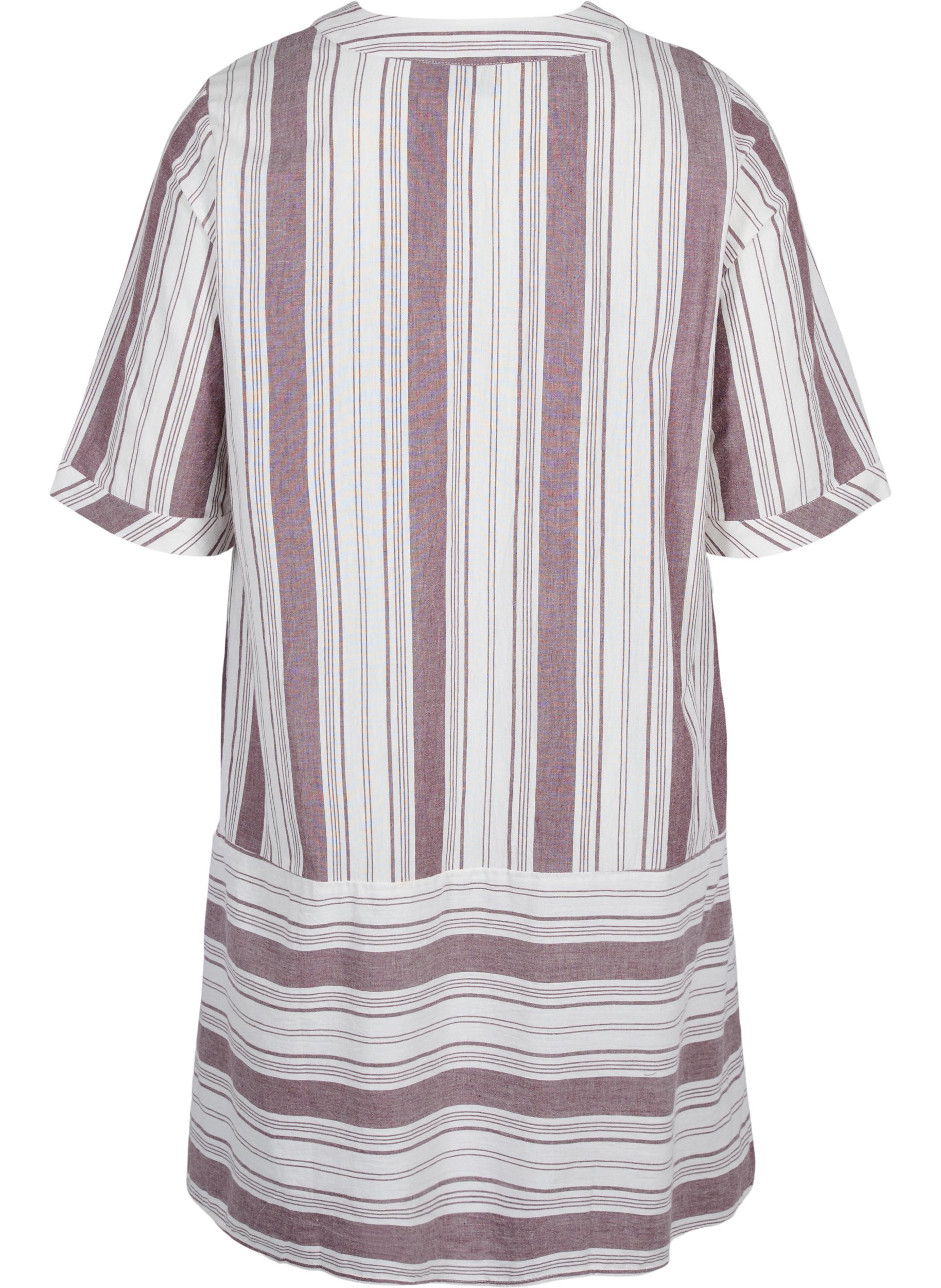 Gestreepte katoenen jurk met korte mouwen, Vineyard Wine Stripe, Packshot image number 1