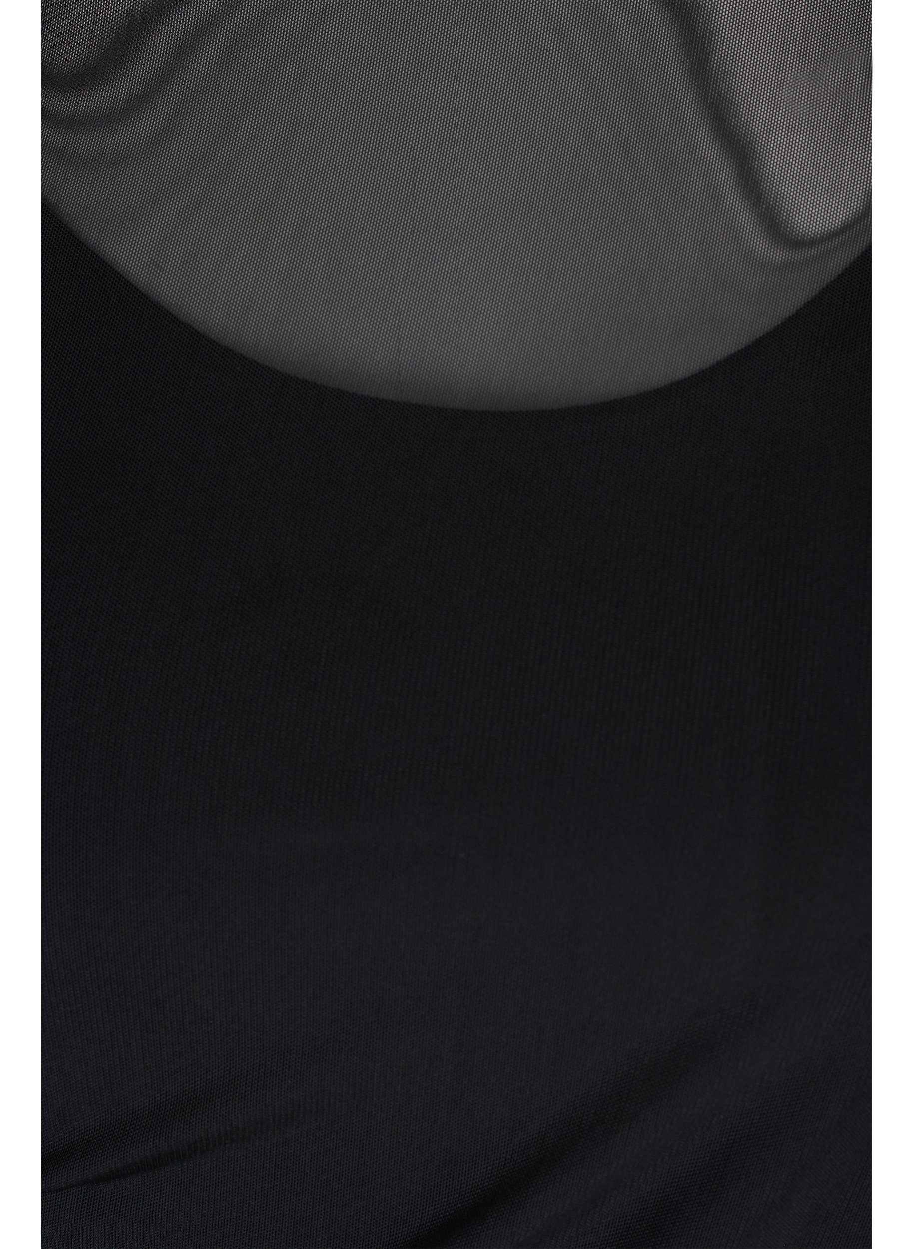 Nauwsluitende mesh jurk met 3/4 mouwen, Black, Packshot image number 2