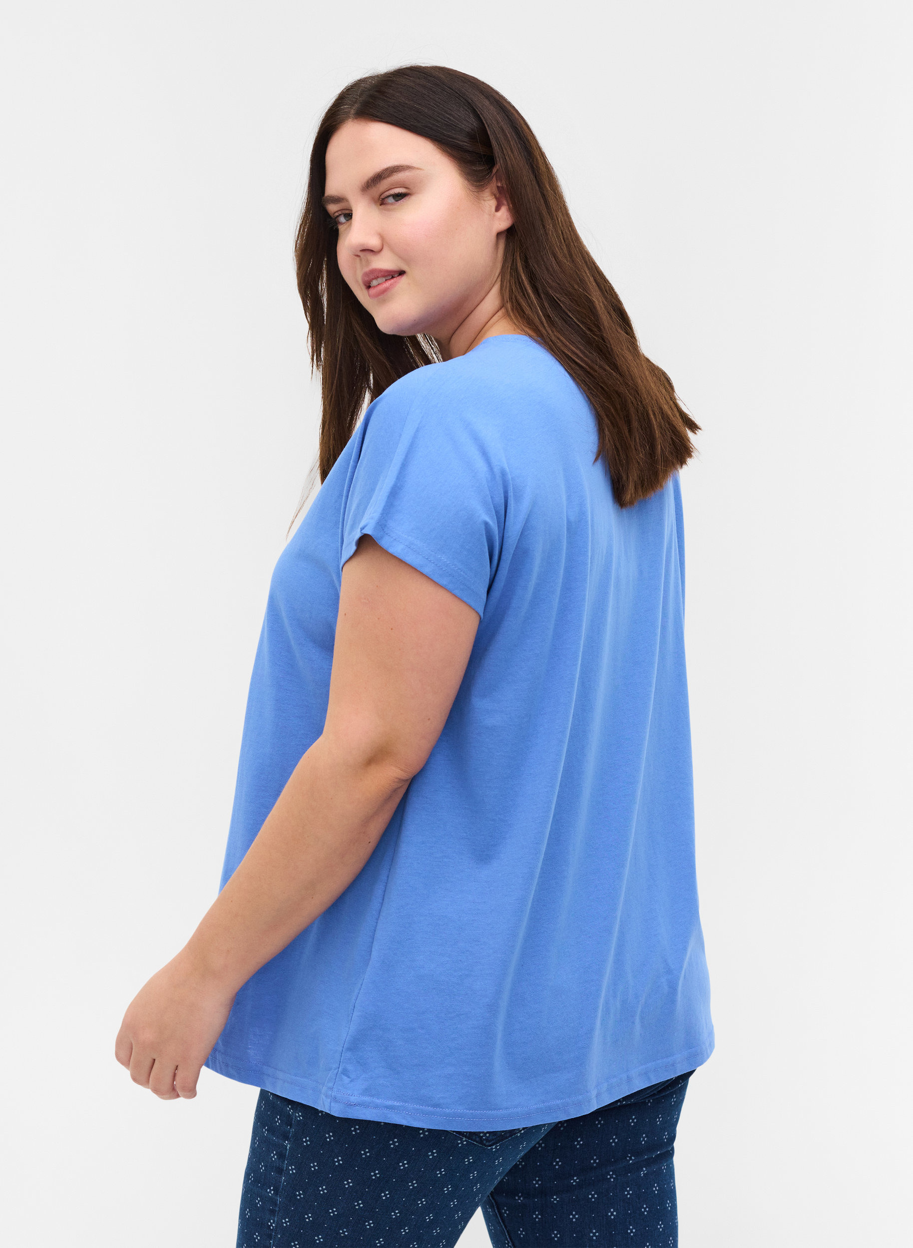 T-shirt met mix van katoen, Ultramarine, Model image number 1