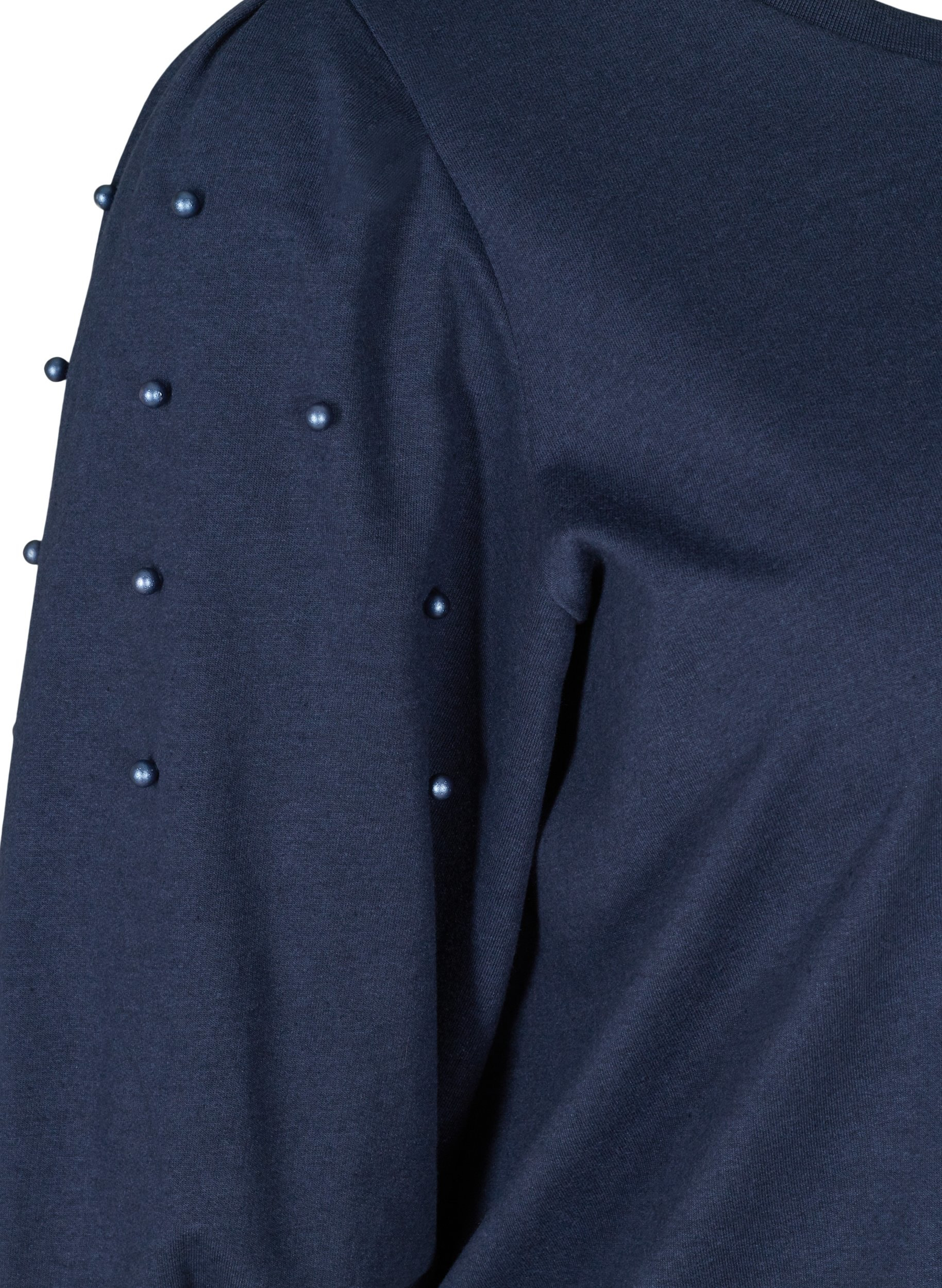 Sweatshirt met pofmouwen en kraaltjes, Black Iris, Packshot image number 3