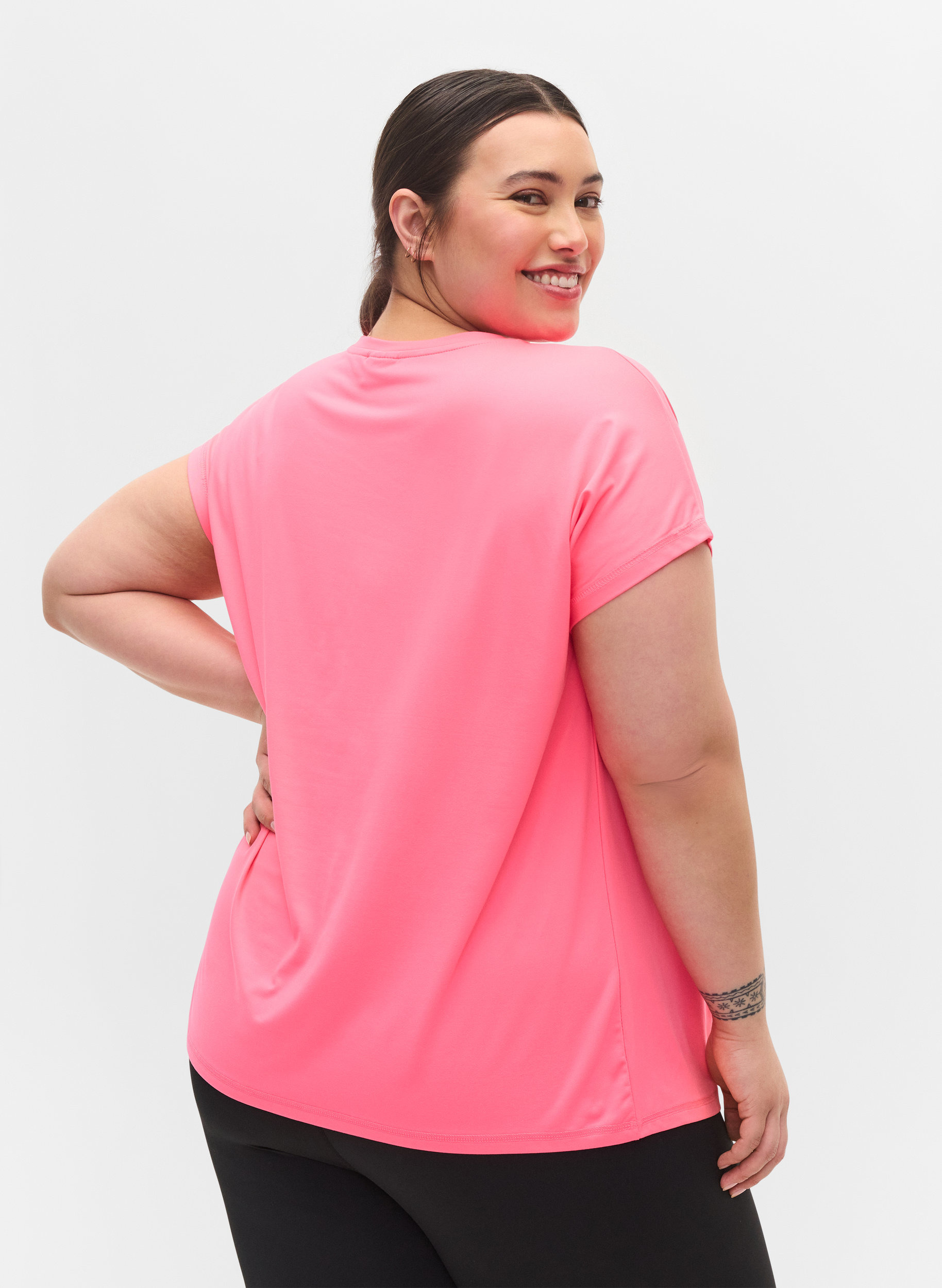 Effen sportshirt, Neon pink, Model image number 2