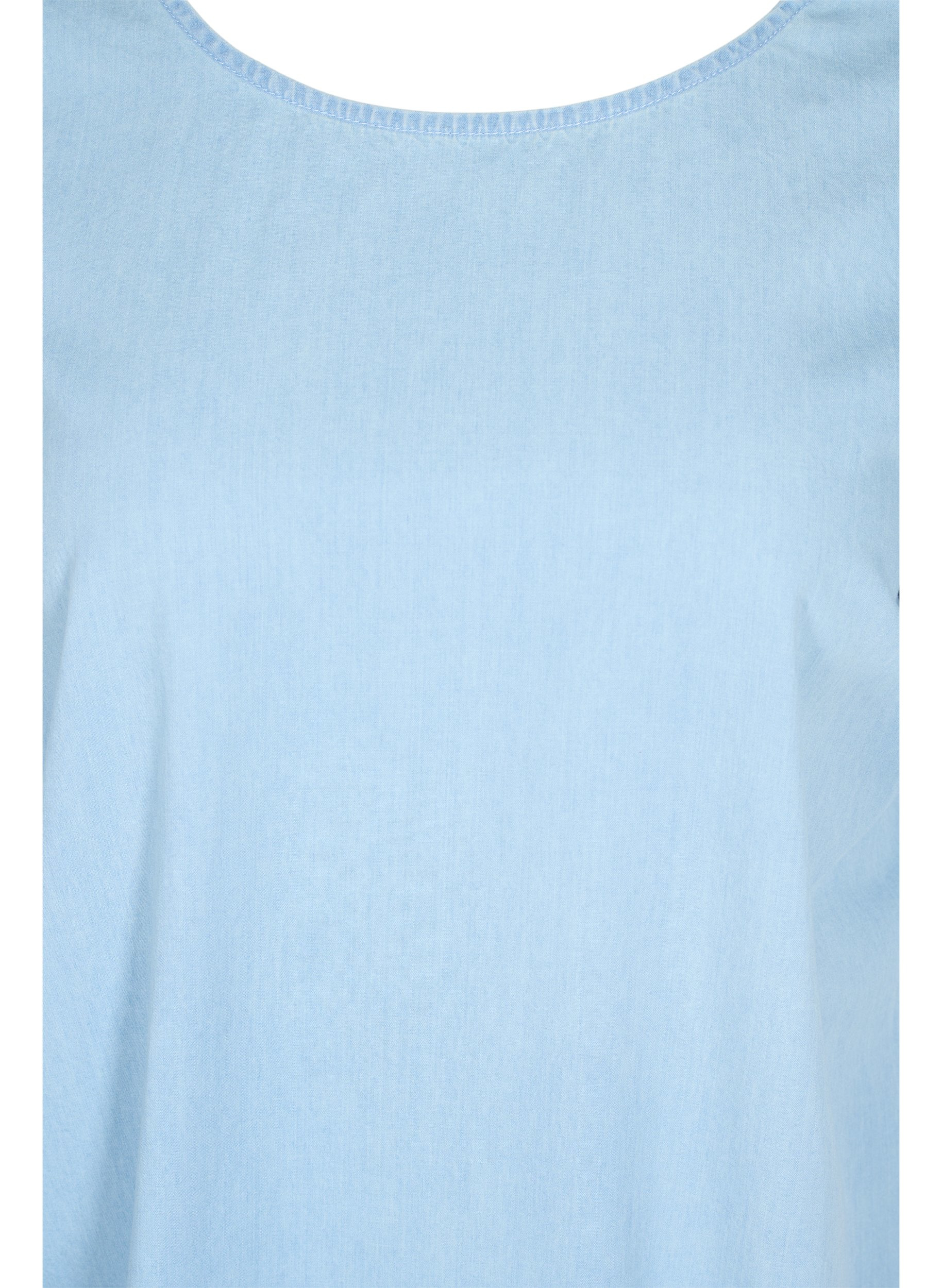 Denim jurk in katoen met korte mouwen, Light blue denim, Packshot image number 2