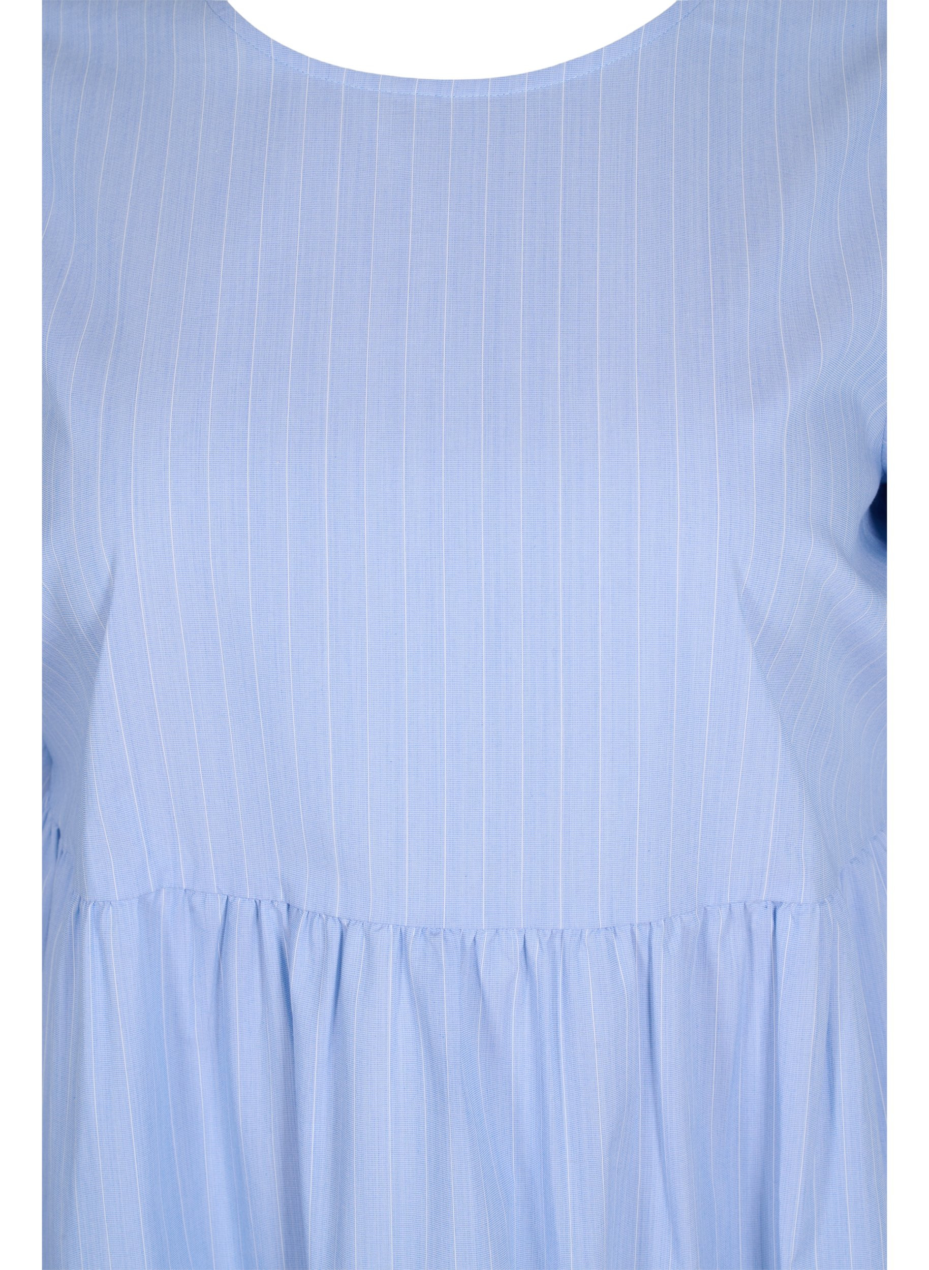 Gestreepte jurk met korte pofmouwen, Blue As Sample, Packshot image number 2
