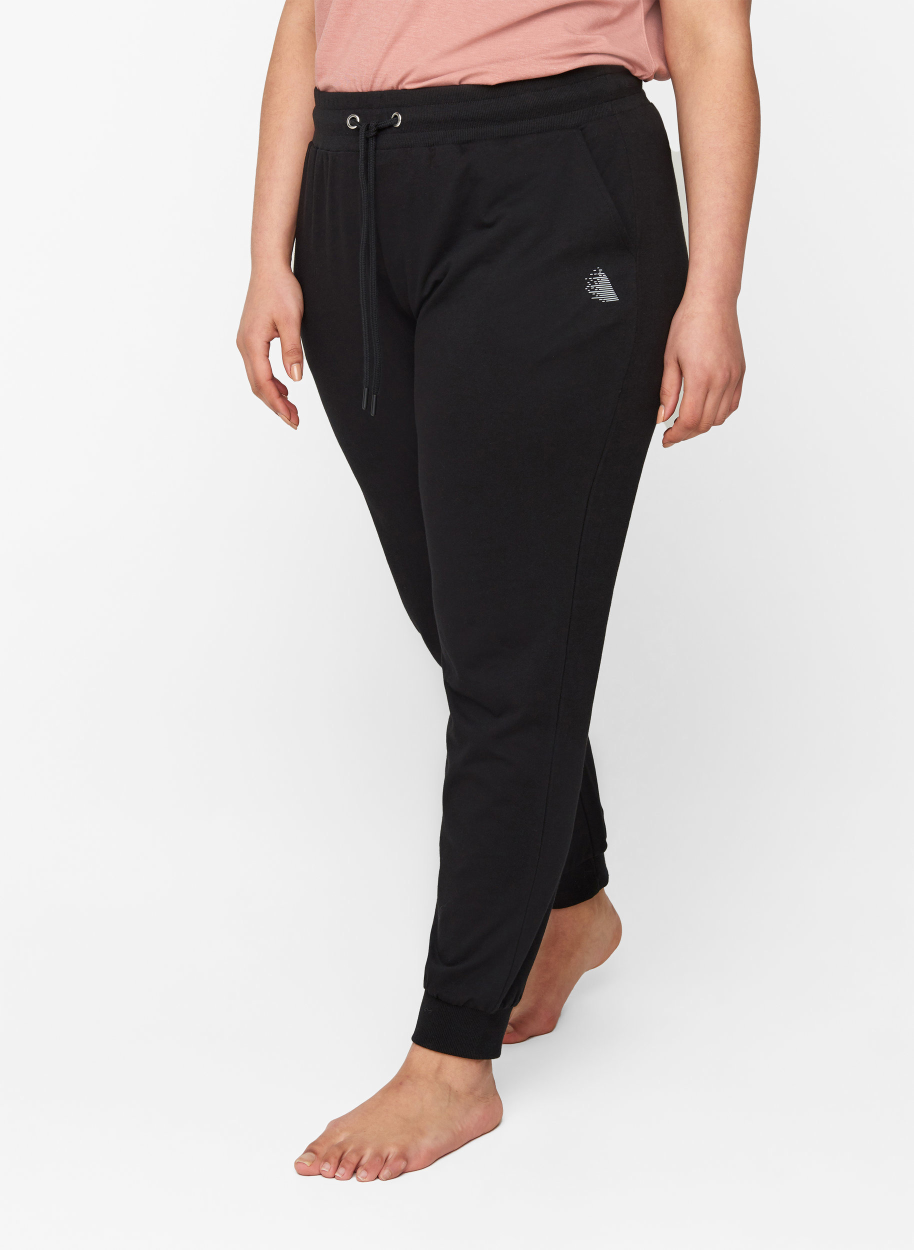 Losse trainingsbroek met zakken - Zwart - Maat 42-60 - Zizzi