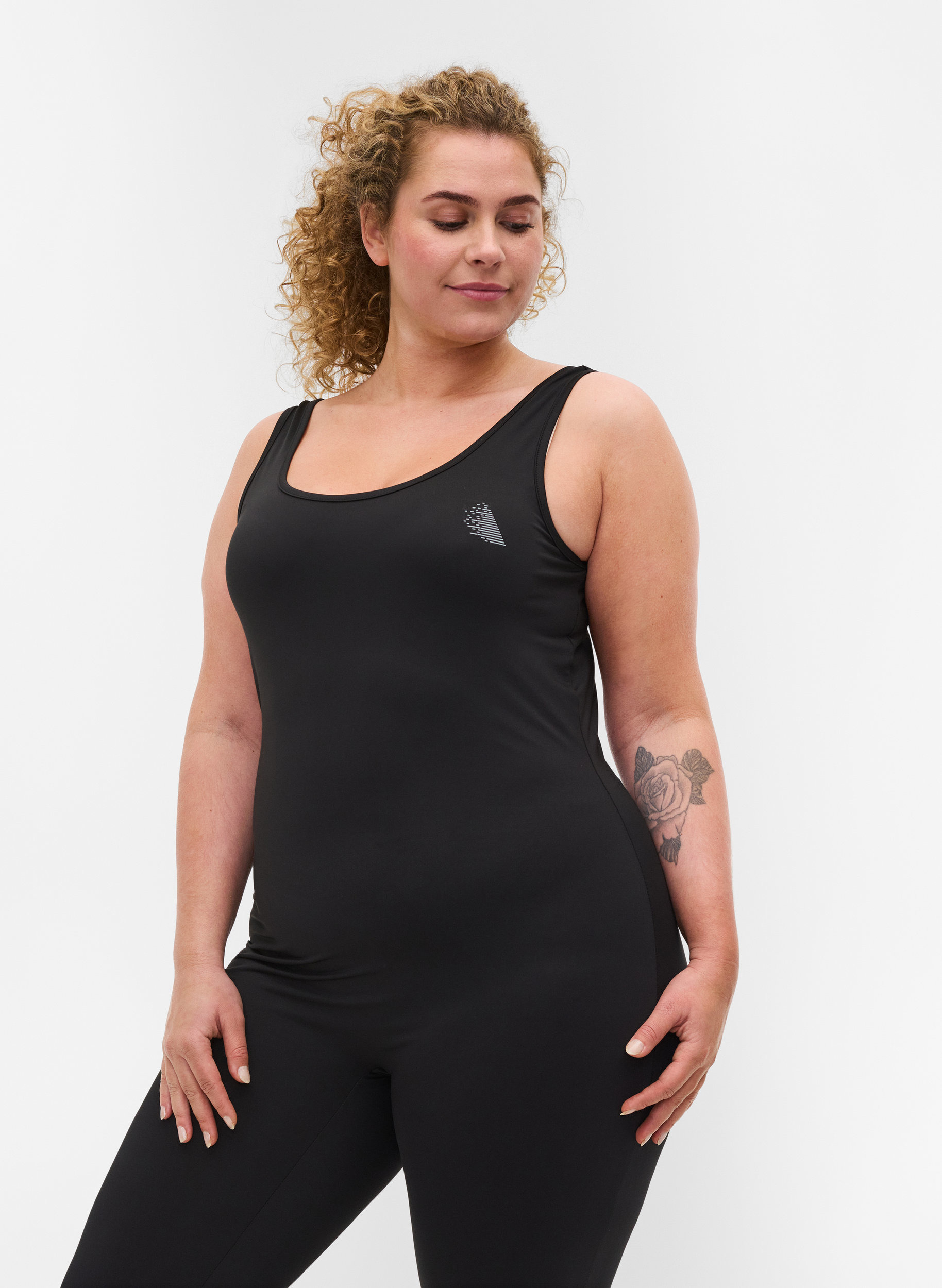 Aansluitende sport jumpsuit, Black, Model image number 2