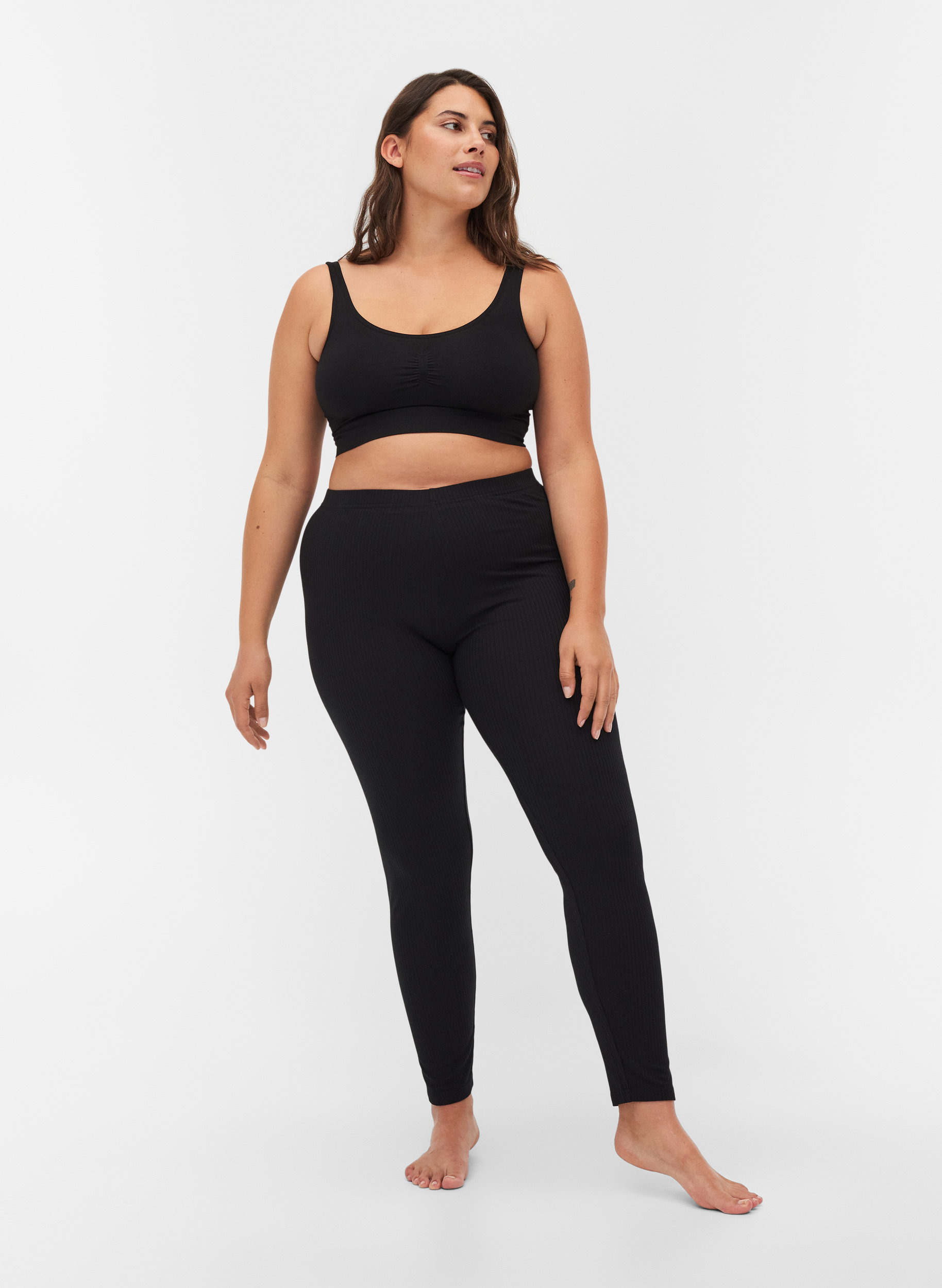 Leggings in rib - Zwart - Maat 42-60 