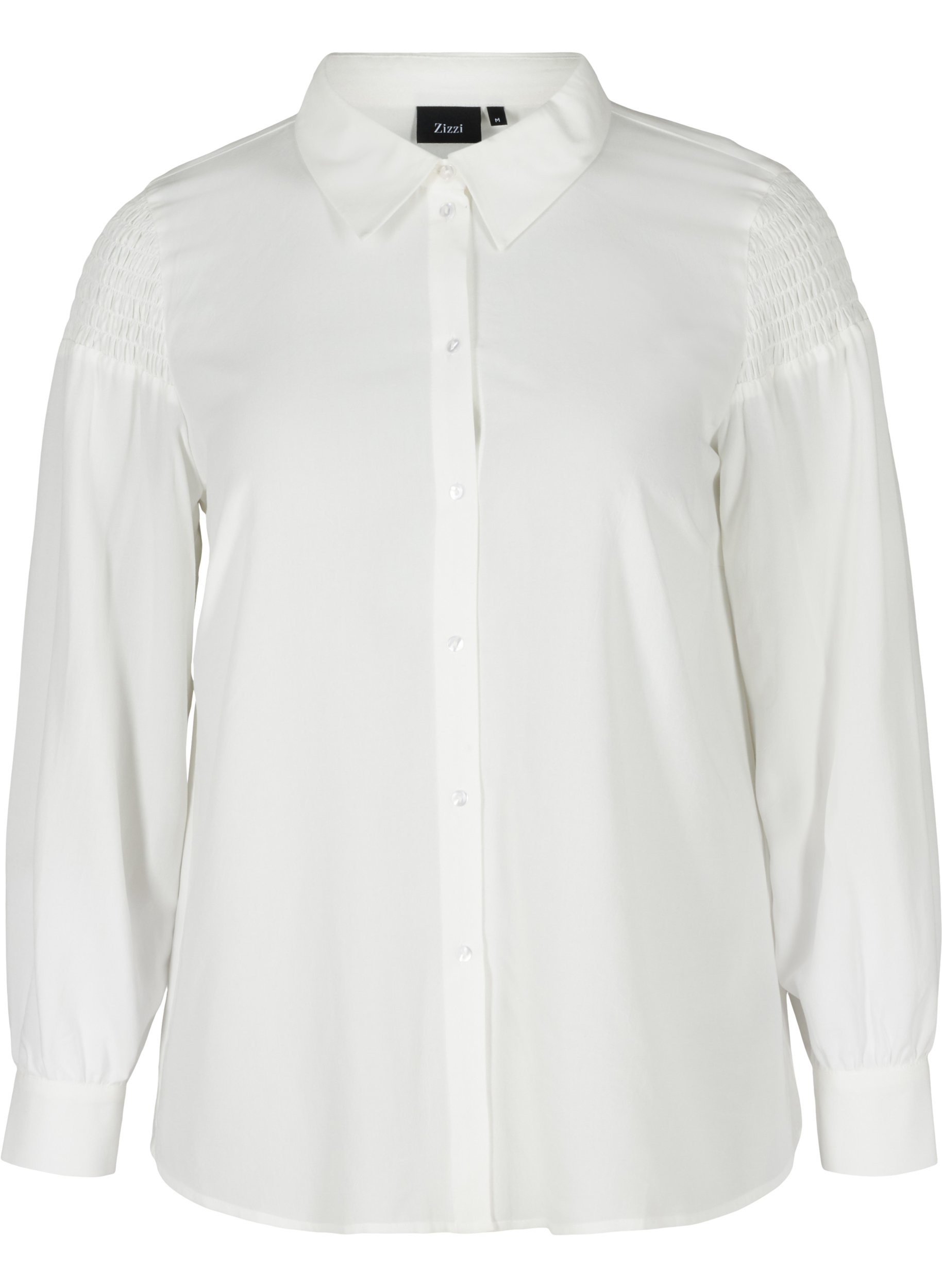 Klassieke blouse van viscose met smok, Snow White, Packshot image number 0