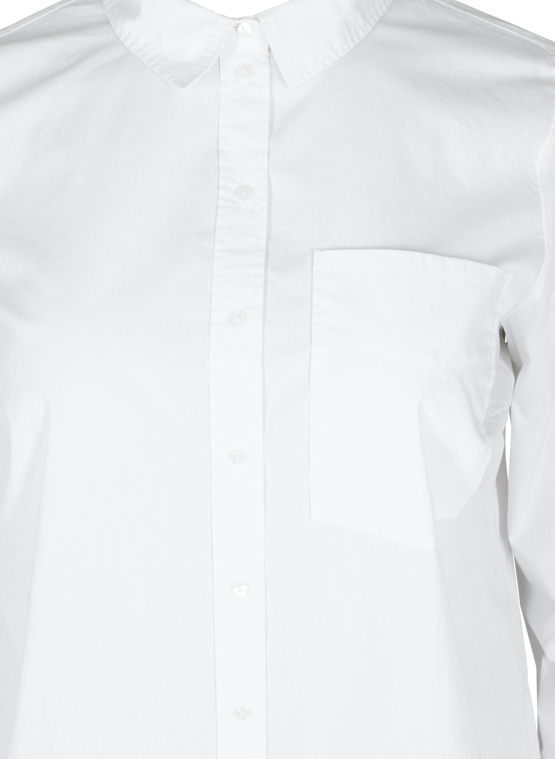 Lange katoenen blouse met borstzakje, White, Packshot image number 2
