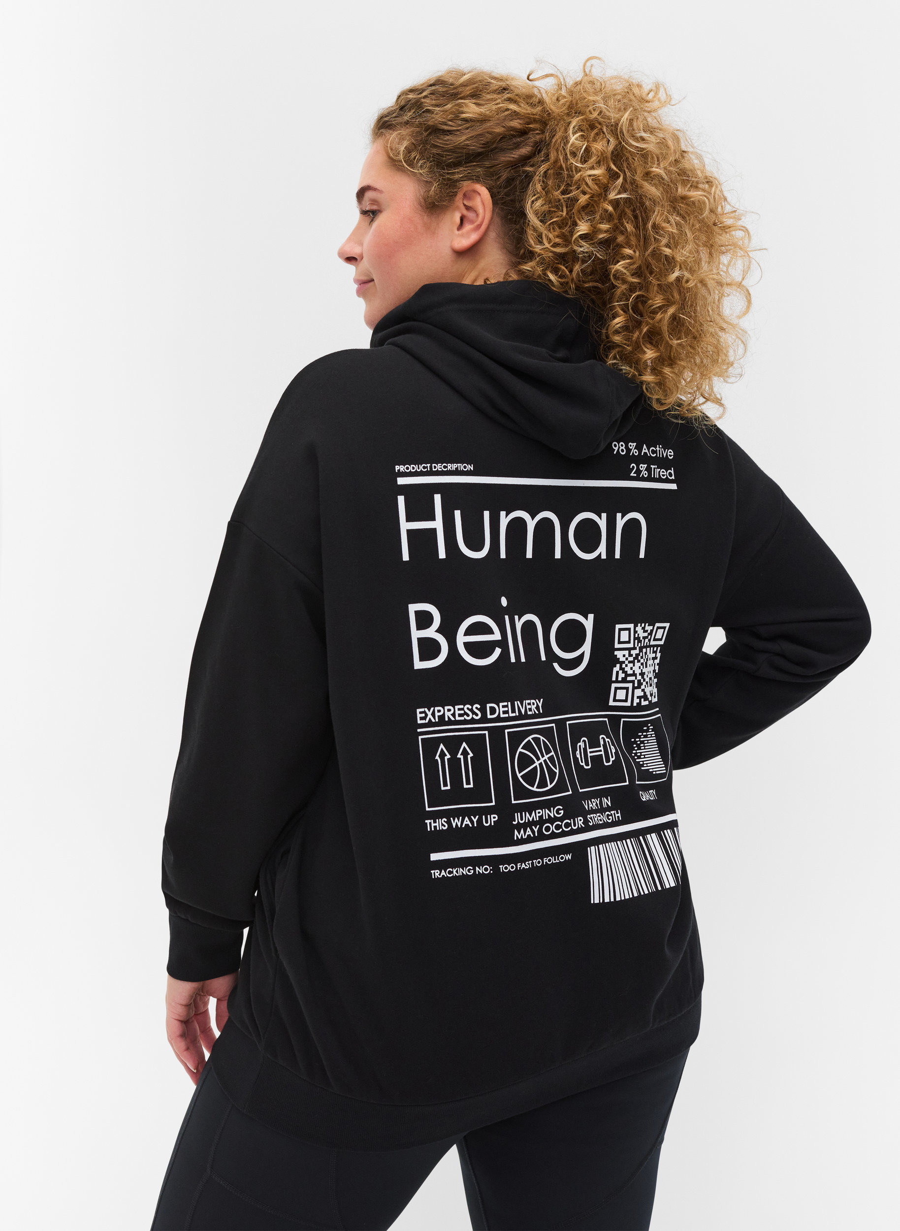 Sweat vest met capuchon en print, Black Human, Model