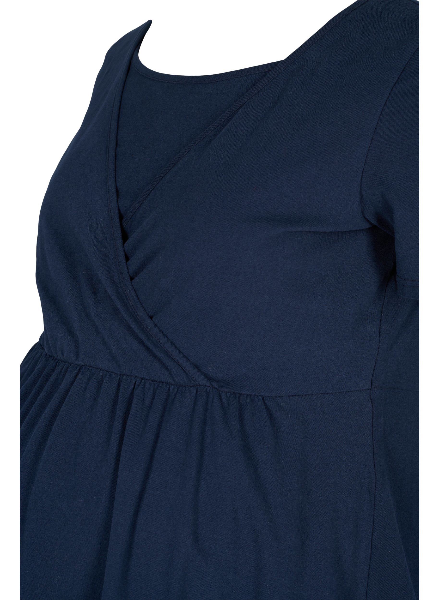 Zwangerschapstuniek met korte mouwen in katoen, Navy Blazer, Packshot image number 2