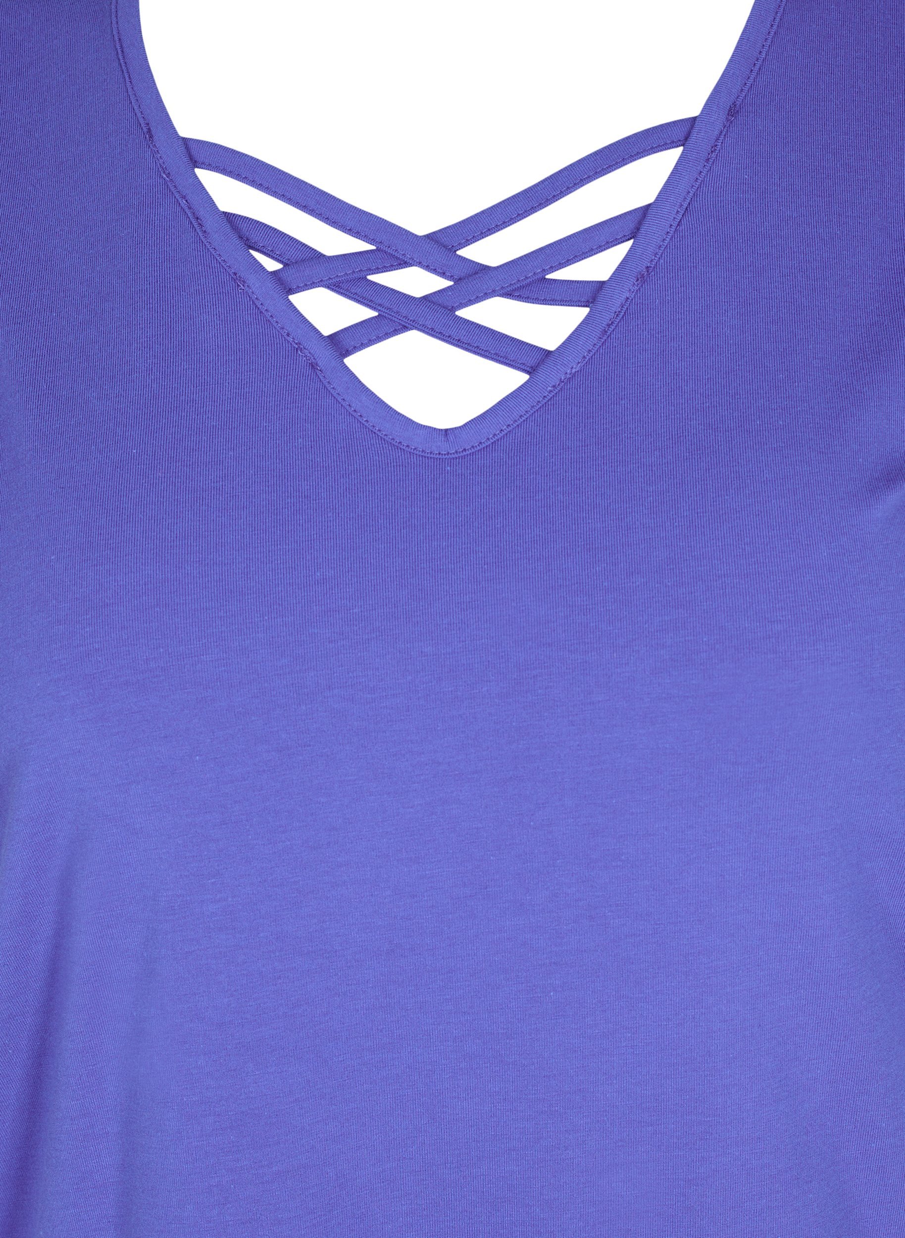 Top met v-hals en kruisdetails, Dazzling Blue, Packshot image number 2